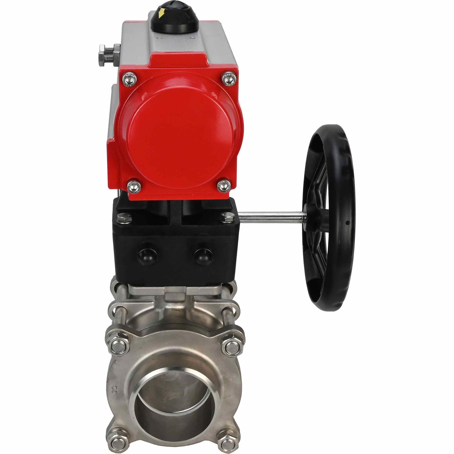Stainless steel ball valve DNOVA kshpp-316200-da-hdm, body material - stainless steel AISI 316, ball material - stainless steel AISI 316, seal - PTFE, pneumatic actuator operated
