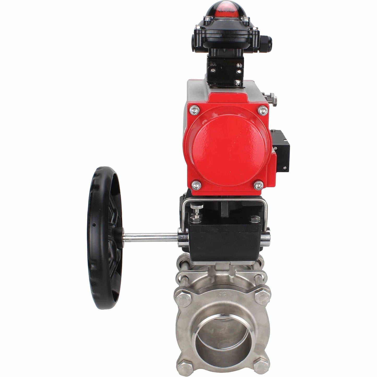Stainless steel ball valve DNOVA kshpp-316200-da-4m310-24-apl210n-hdm, body material - stainless steel AISI 316, ball material - stainless steel AISI 316, seal - PTFE, pneumatic actuator operated