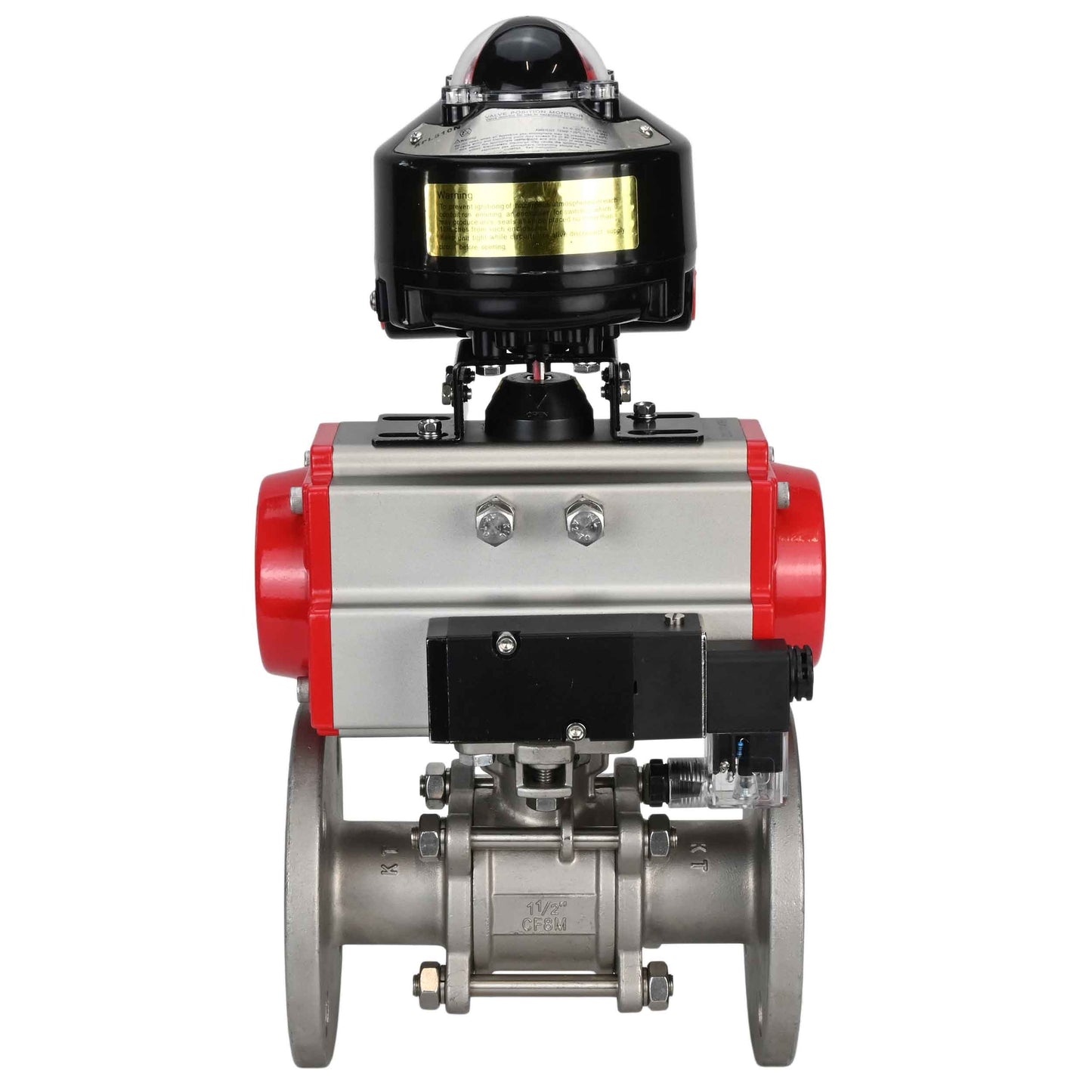 Ball valves DNOVA BV3131P(3pc)-FP-F-ISO-H flanged, full bore, three-piece, body - stainless steel SS304, seal - PTFE, with pneumatic actuator DNOVA PA-DA 052-130 pneumatic distributor 4M310- 08 24V LSU APL-510N-EX