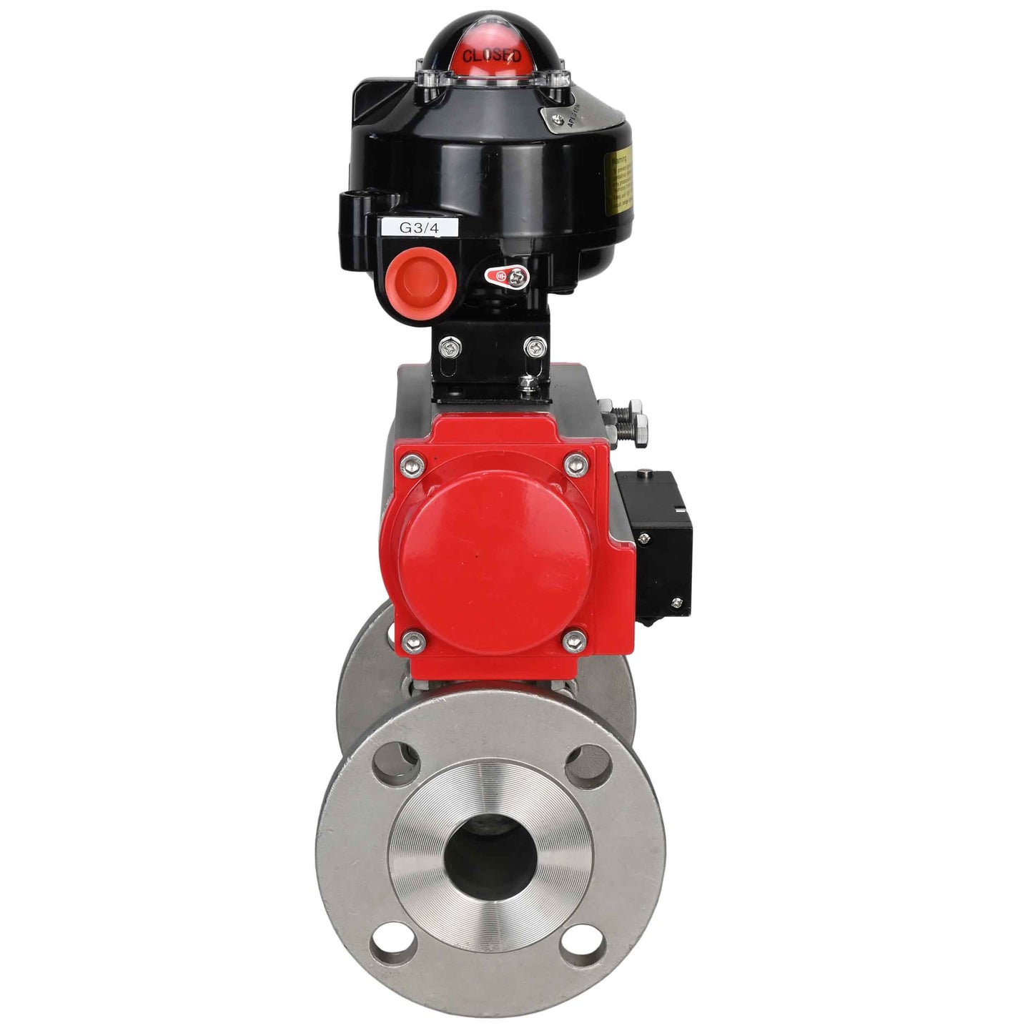 Ball valves DNOVA BV3131P(3pc)-FP-F-ISO-H flanged, full bore, three-piece, body - stainless steel SS304, seal - PTFE, with pneumatic actuator DNOVA PA-DA 052-130 pneumatic distributor 4M310- 08 24V LSU APL-510N-EX
