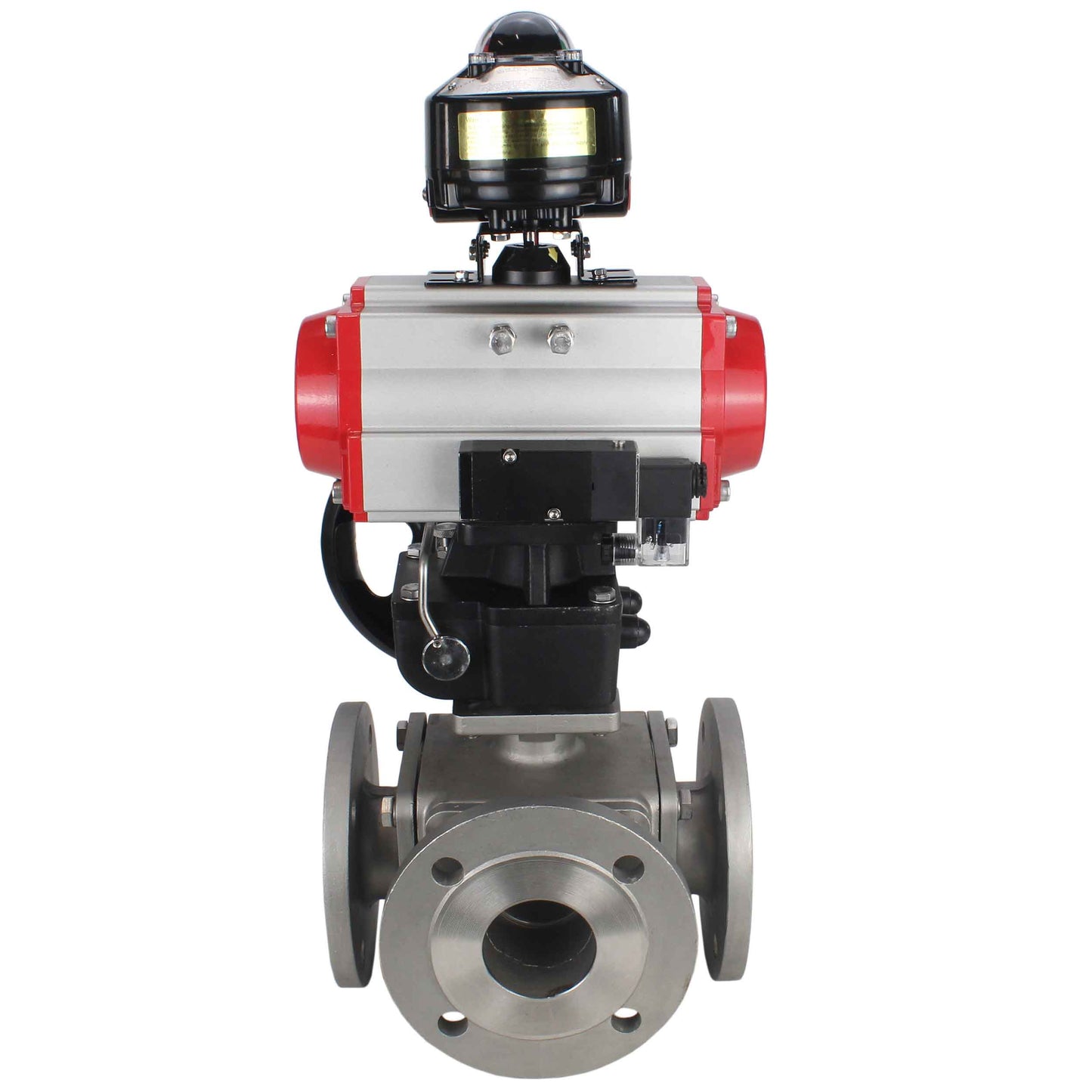 Ball valves DNOVA BV3232P(4pc)-FP-3WL-F-ISO-H 16 bar full bore, flanged, stainless steel body. steel SS316, ISO flange F03/F04-F10/F12, square 9x9-19x19, with pneumatic actuator PA-DA, PN/distributor 4M310-08 220V, LSU APL-510N EX and Doubler MON3-700-