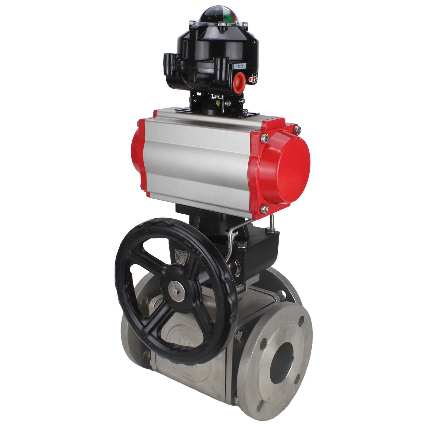 Ball valves DNOVA BV3232P(4pc)-FP-3WL-F-ISO-H 16 bar full bore, flanged, stainless steel body. steel SS316, ISO flange F03/F04-F10/F12, square 9x9-19x19, with pneumatic actuator PA-DA, PN/distributor 4M310-08 220V, LSU APL-510N EX and Doubler MON3-700-