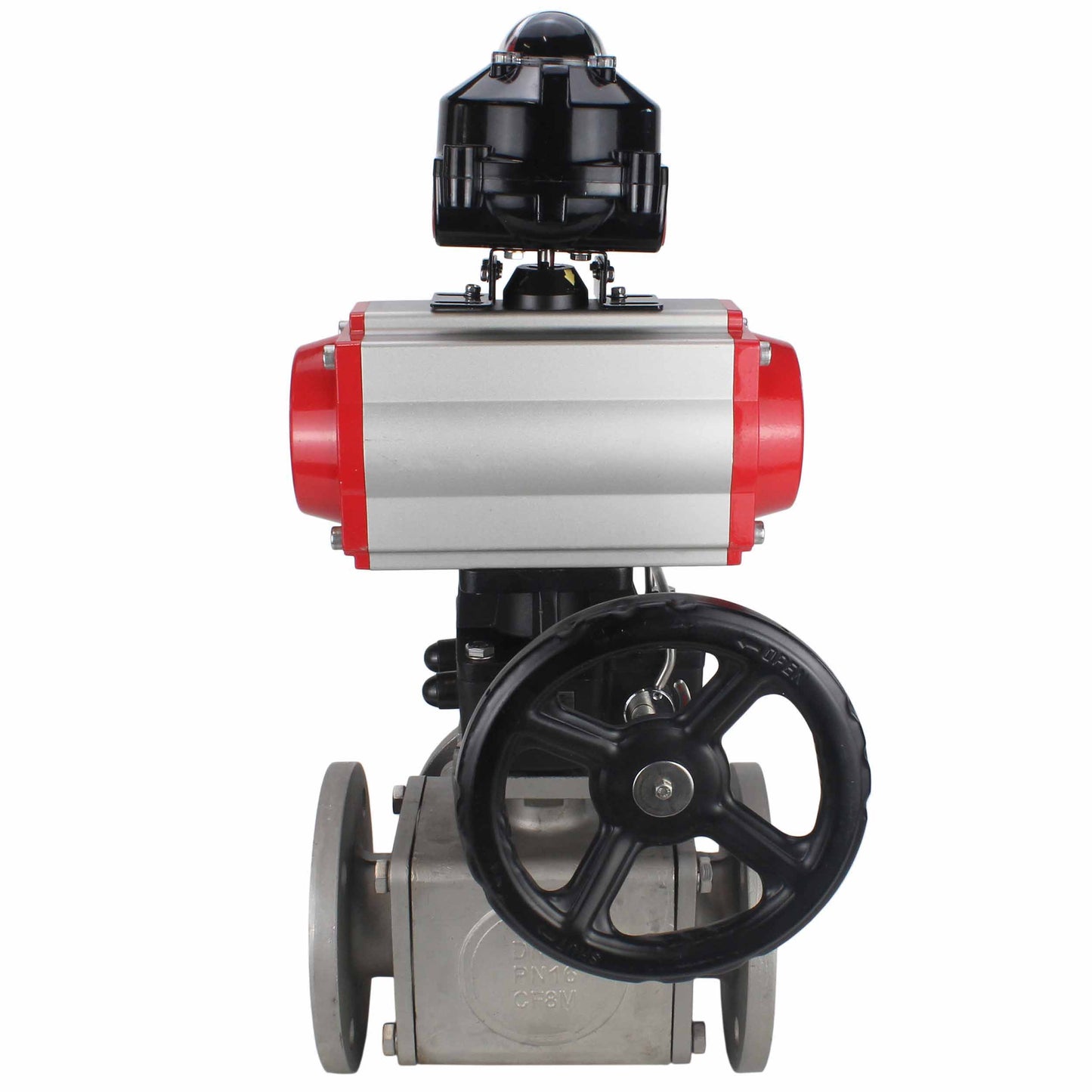 Ball valves DNOVA BV3232P(4pc)-FP-3WL-F-ISO-H 16 bar full bore, flanged, stainless steel body. steel SS316, ISO flange F03/F04-F10/F12, square 9x9-19x19, with pneumatic actuator PA-DA, PN/distributor 4M310-08 220V, LSU APL-510N EX and Doubler MON3-700-