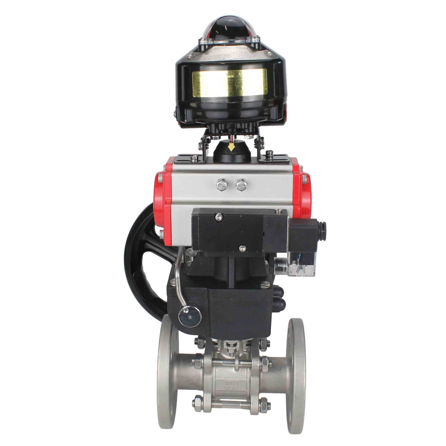 Ball valves DNOVA BV3131P(3pc)-FP-F-ISO-H flanged, full bore, three-piece, stainless steel body. steel SS304, seal - PTFE, with pneumatic drive DNOVA PA-DA 052-130 pneumatic distributor 4M310-08 220V gearbox MON LSU APL-510N-EX