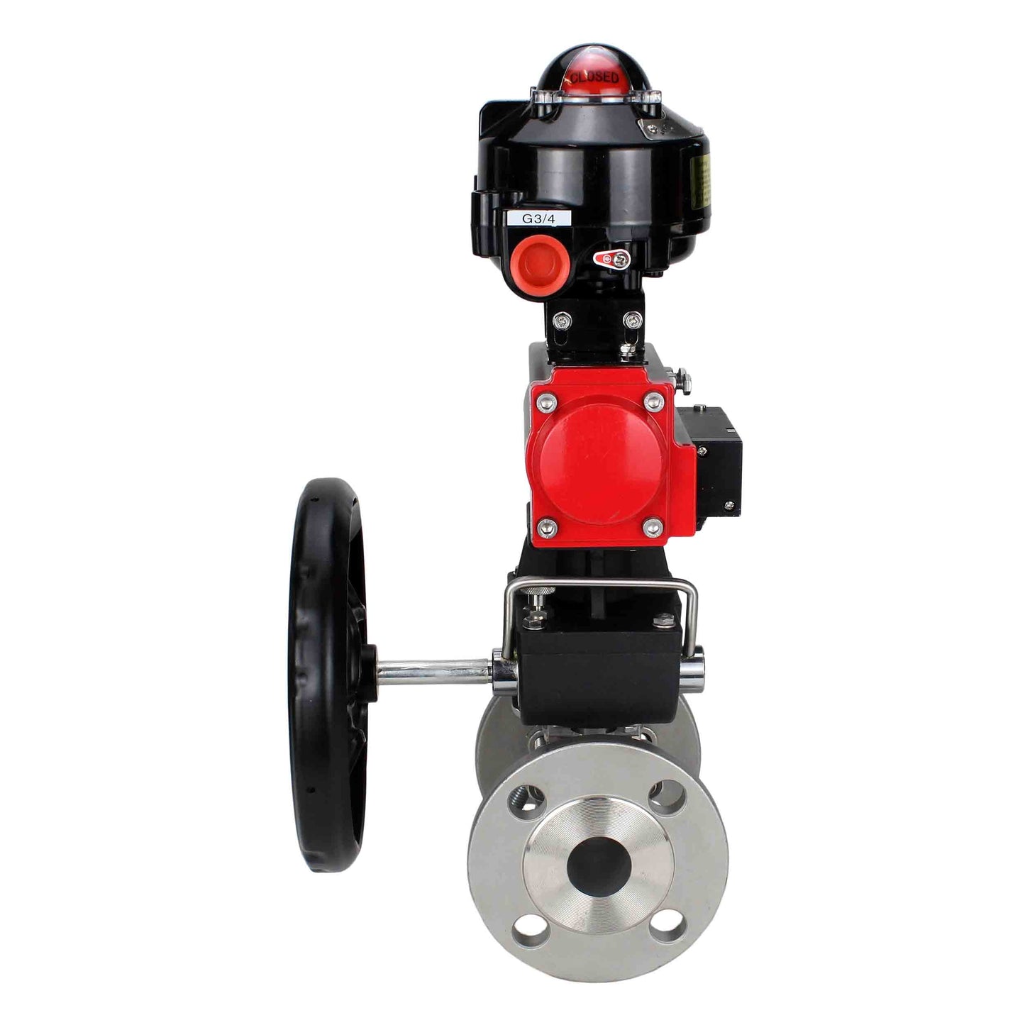 Ball valves DNOVA BV3131P(3pc)-FP-F-ISO-H flanged, full bore, three-piece, stainless steel body. steel SS304, seal - PTFE, with pneumatic drive DNOVA PA-DA 052-130 pneumatic distributor 4M310-08 220V gearbox MON LSU APL-510N-EX