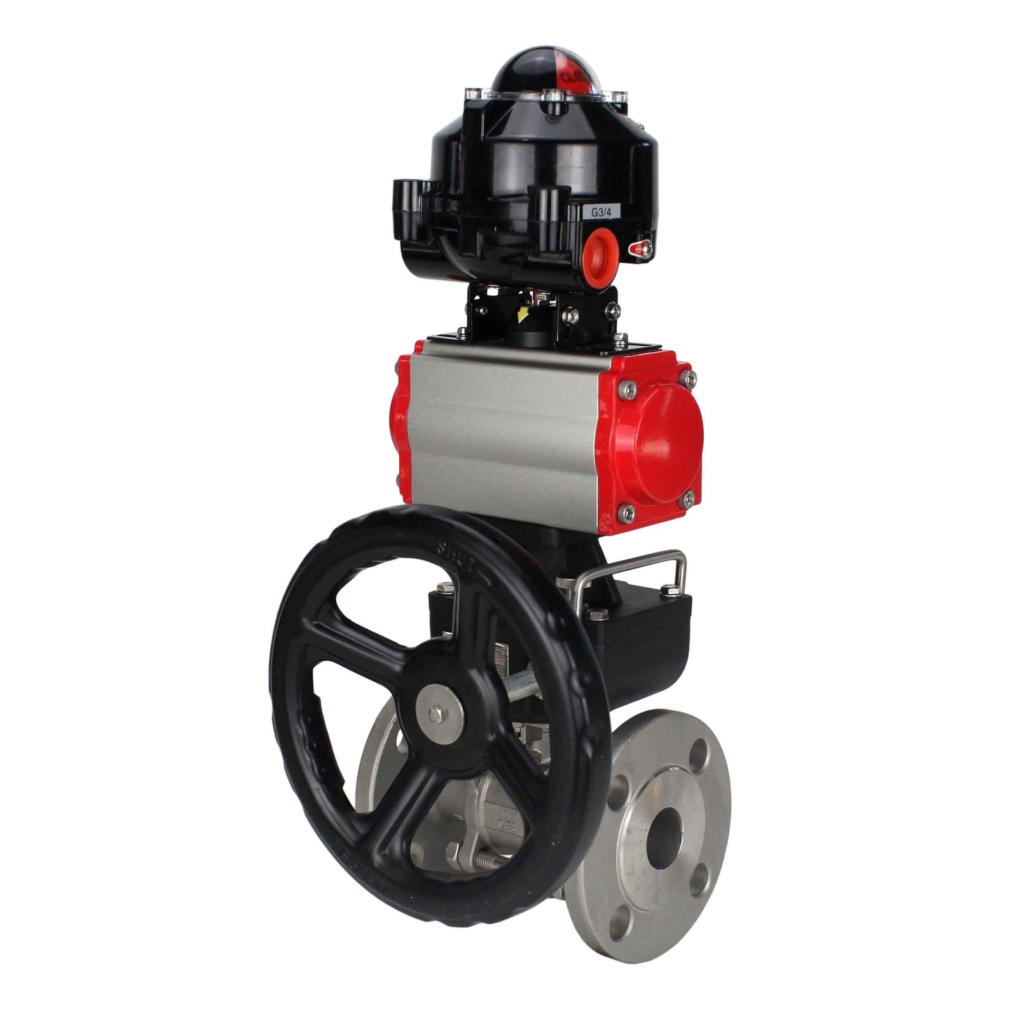 Ball valves DNOVA BV3131P(3pc)-FP-F-ISO-H flanged, full bore, three-piece, stainless steel body. steel SS304, seal - PTFE, with pneumatic drive DNOVA PA-DA 052-130 pneumatic distributor 4M310-08 220V gearbox MON LSU APL-510N-EX