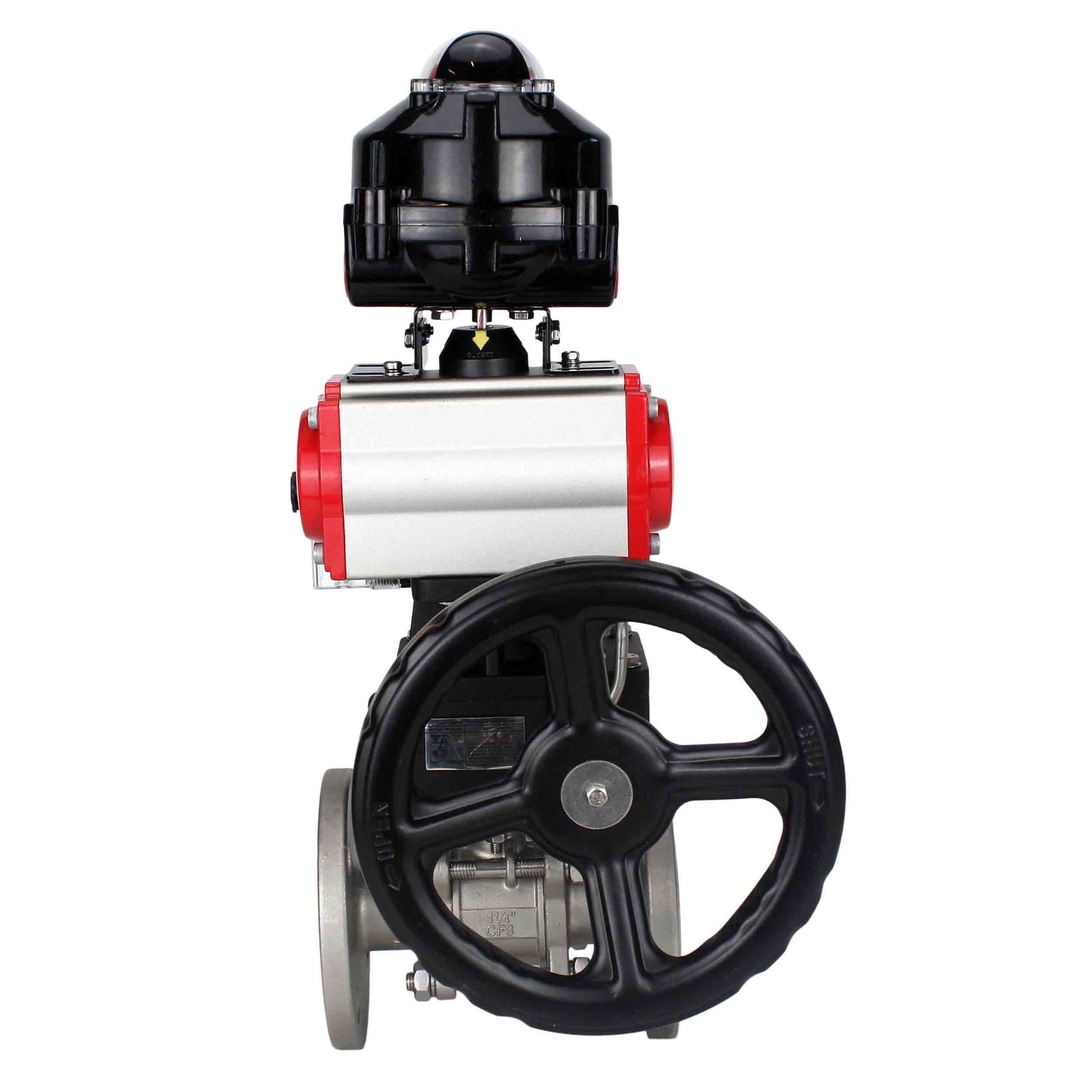 Ball valves DNOVA BV3131P(3pc)-FP-F-ISO-H flanged, full bore, three-piece, stainless steel body. steel SS304, seal - PTFE, with pneumatic drive DNOVA PA-DA 052-130 pneumatic distributor 4M310-08 220V gearbox MON LSU APL-510N-EX