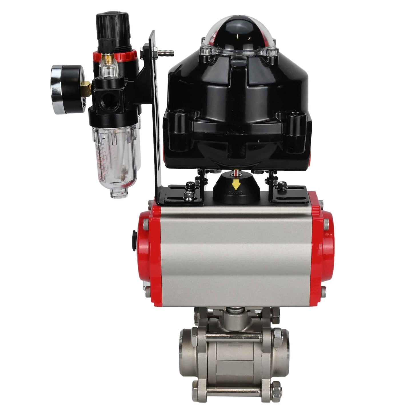 Ball valves DNOVA BV3232P(3pc)-FP-W-ISO-H for welding, full bore, stainless steel body. steel SS316, seal - PTFE, with pneumatic drive DNOVA PA-DA 052-083 pneumatic distributor 4M310-08 220V ATU AFC2000 LSU APL-510N-EX