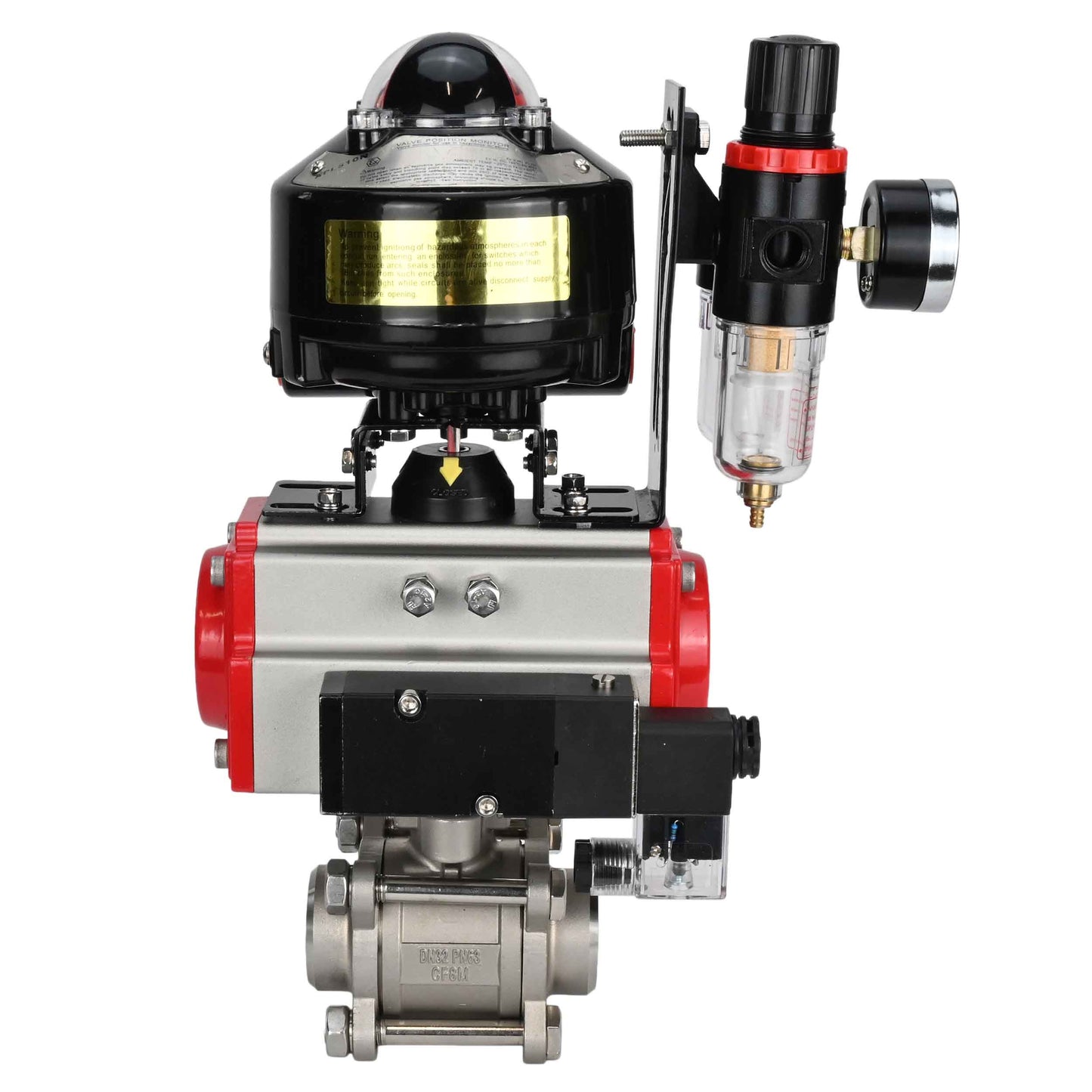 Ball valves DNOVA BV3232P(3pc)-FP-W-ISO-H for welding, full bore, stainless steel body. steel SS316, seal - PTFE, with pneumatic drive DNOVA PA-DA 052-083 pneumatic distributor 4M310-08 220V ATU AFC2000 LSU APL-510N-EX