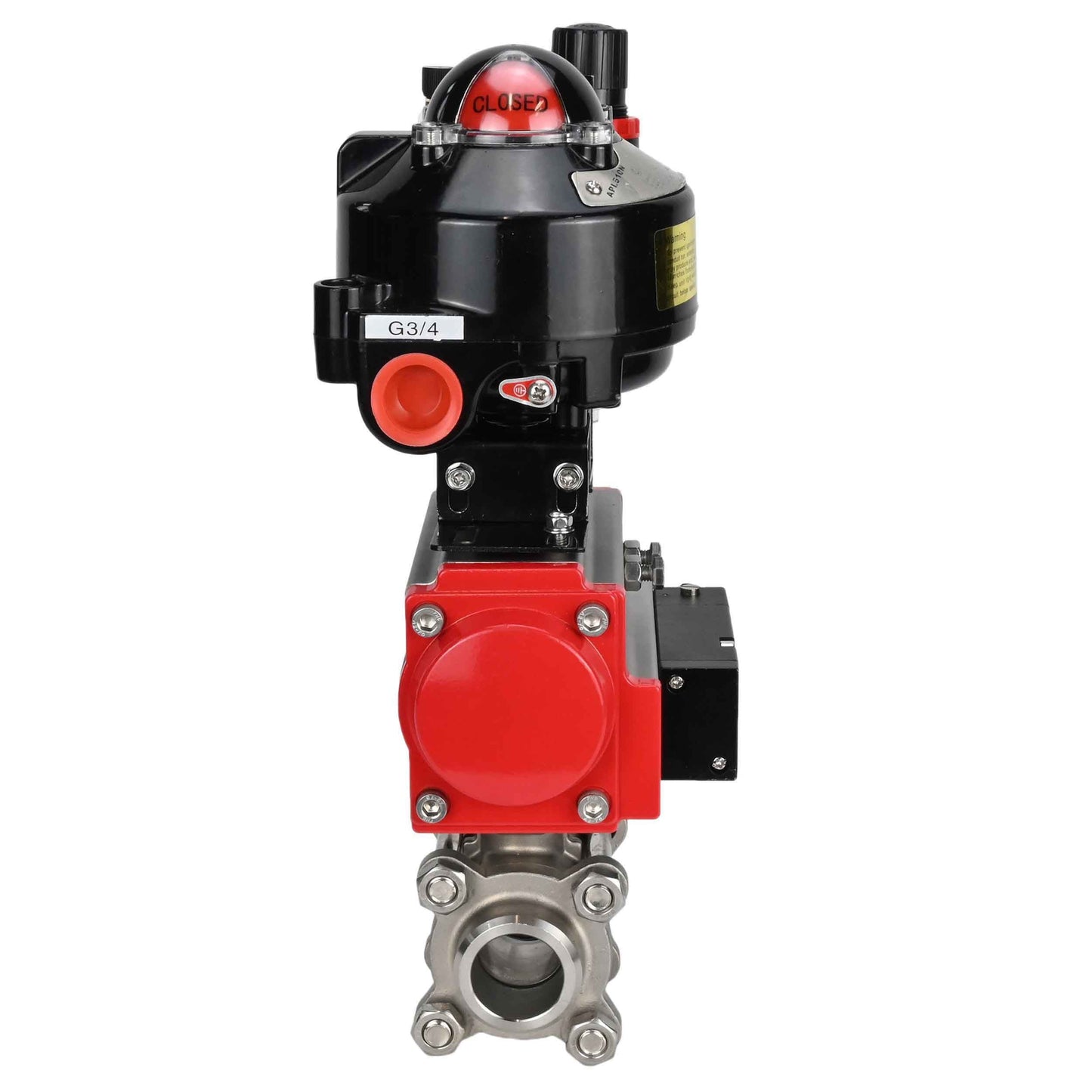 Ball valves DNOVA BV3232P(3pc)-FP-W-ISO-H for welding, full bore, stainless steel body. steel SS316, seal - PTFE, with pneumatic drive DNOVA PA-DA 052-083 pneumatic distributor 4M310-08 220V ATU AFC2000 LSU APL-510N-EX