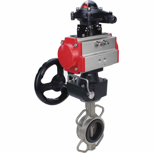 Water Butterfly Valve DNOVA 316l-viton-da-apl210n-hdm, body material - stainless steel AISI 316L, disk material - stainless steel AISI 316L, seal - VITON, pneumatic actuator operated