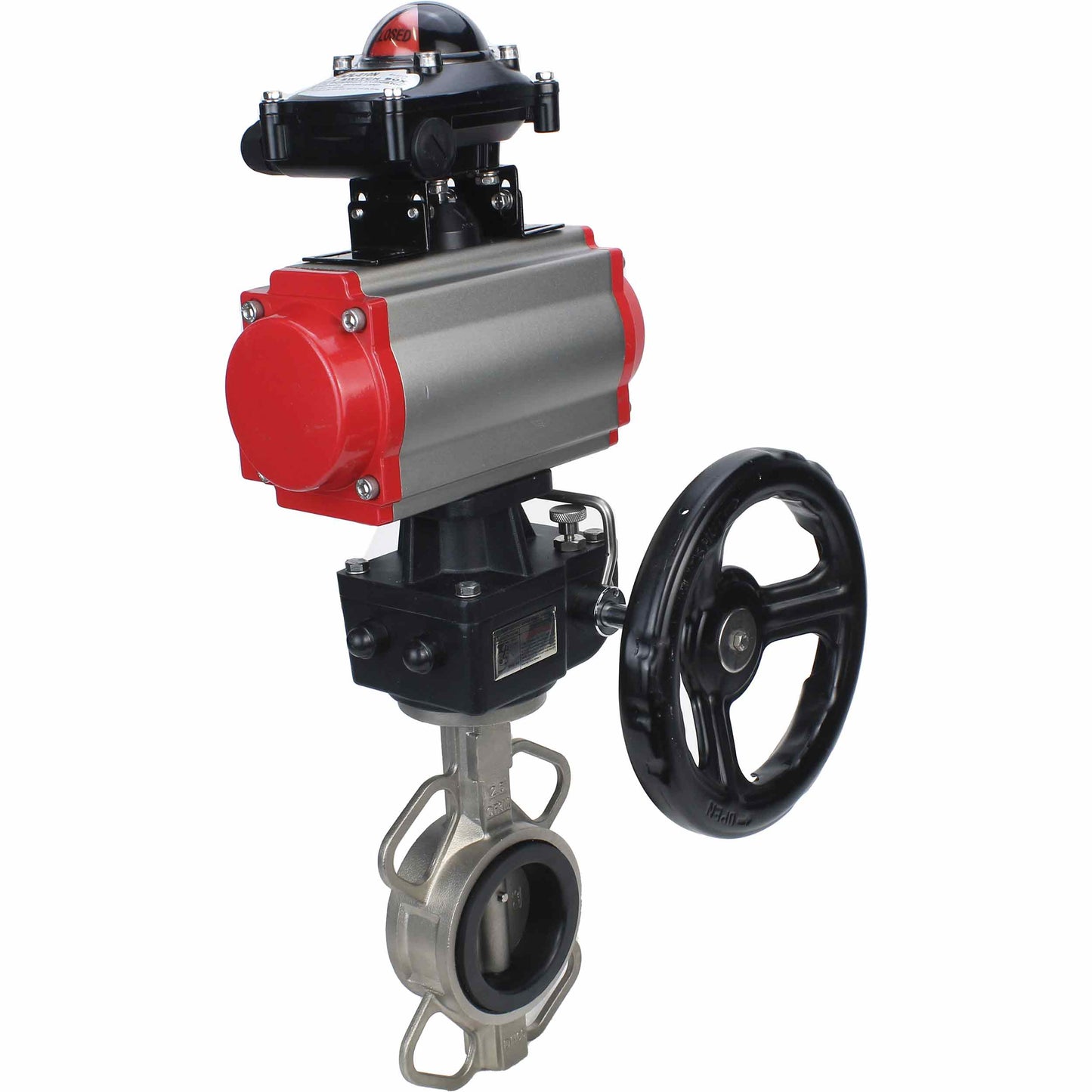 Válvula de mariposa de agua DNOVA 316l-viton-da-apl210n-hdm, material del cuerpo - acero inoxidable AISI 316L, material del disco - acero inoxidable AISI 316L, sello - VITON, actuador neumático operado