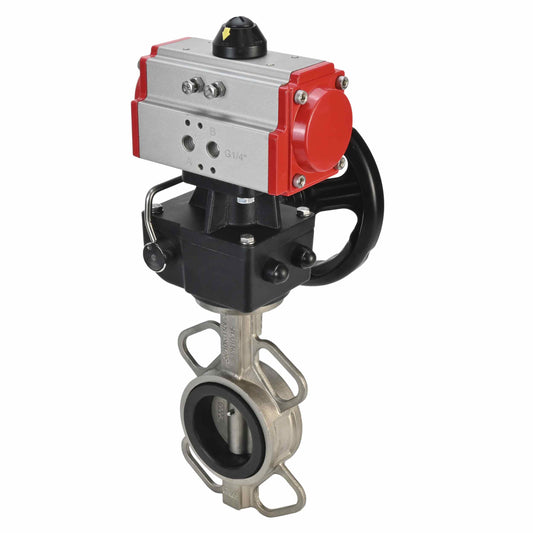 Water Butterfly Valve DNOVA 316l-viton-da-hdm, body material - stainless steel AISI 316L, disk material - stainless steel AISI 316L, seal - VITON, pneumatic actuator operated