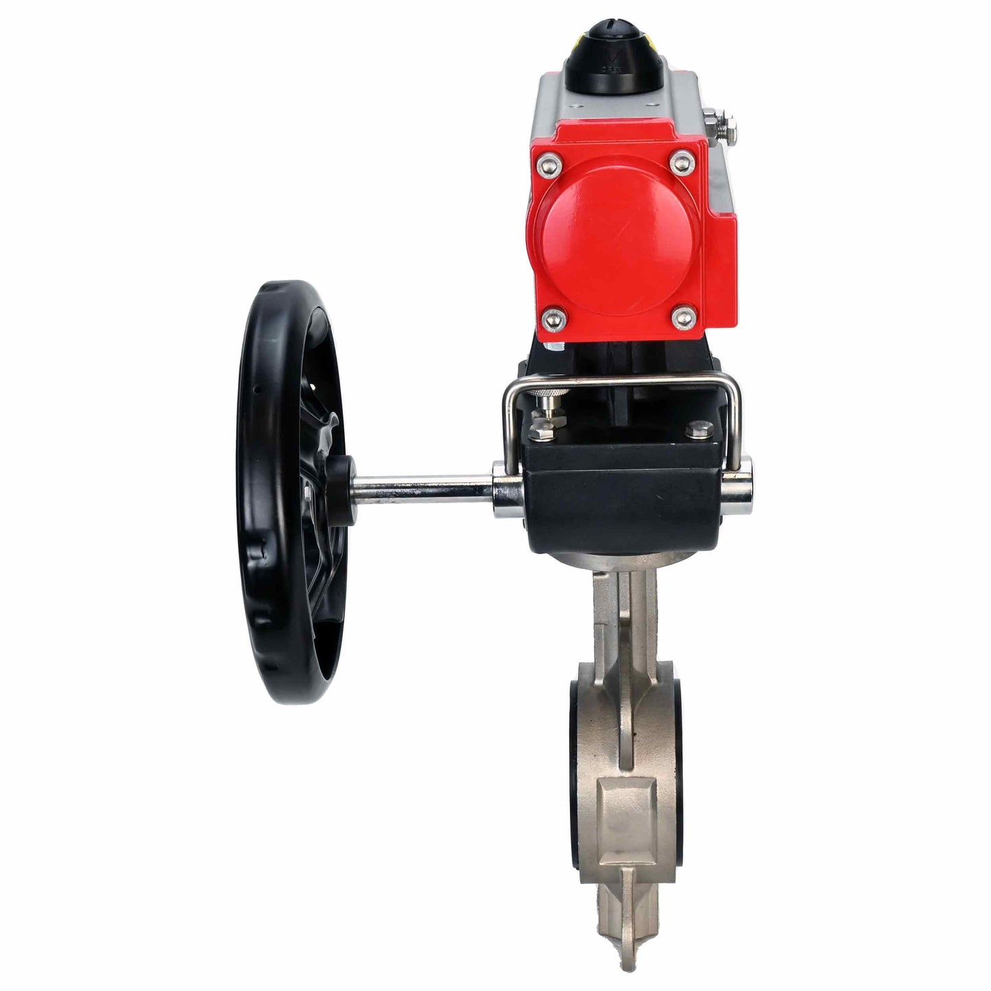 Válvula de mariposa de agua DNOVA 316l-viton-da-hdm, material del cuerpo - acero inoxidable AISI 316L, material del disco - acero inoxidable AISI 316L, sello - VITON, actuador neumático operado