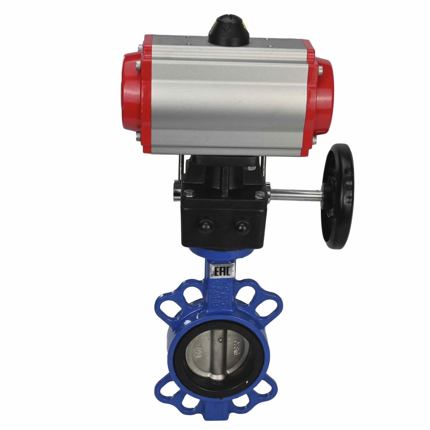 Válvula de mariposa de agua DNOVA st-316l-viton-da-4m310-24v-hdm, material del cuerpo - acero al carbono WCB, material del disco - acero inoxidable AISI 316L, sello - VITON, actuador neumático operado
