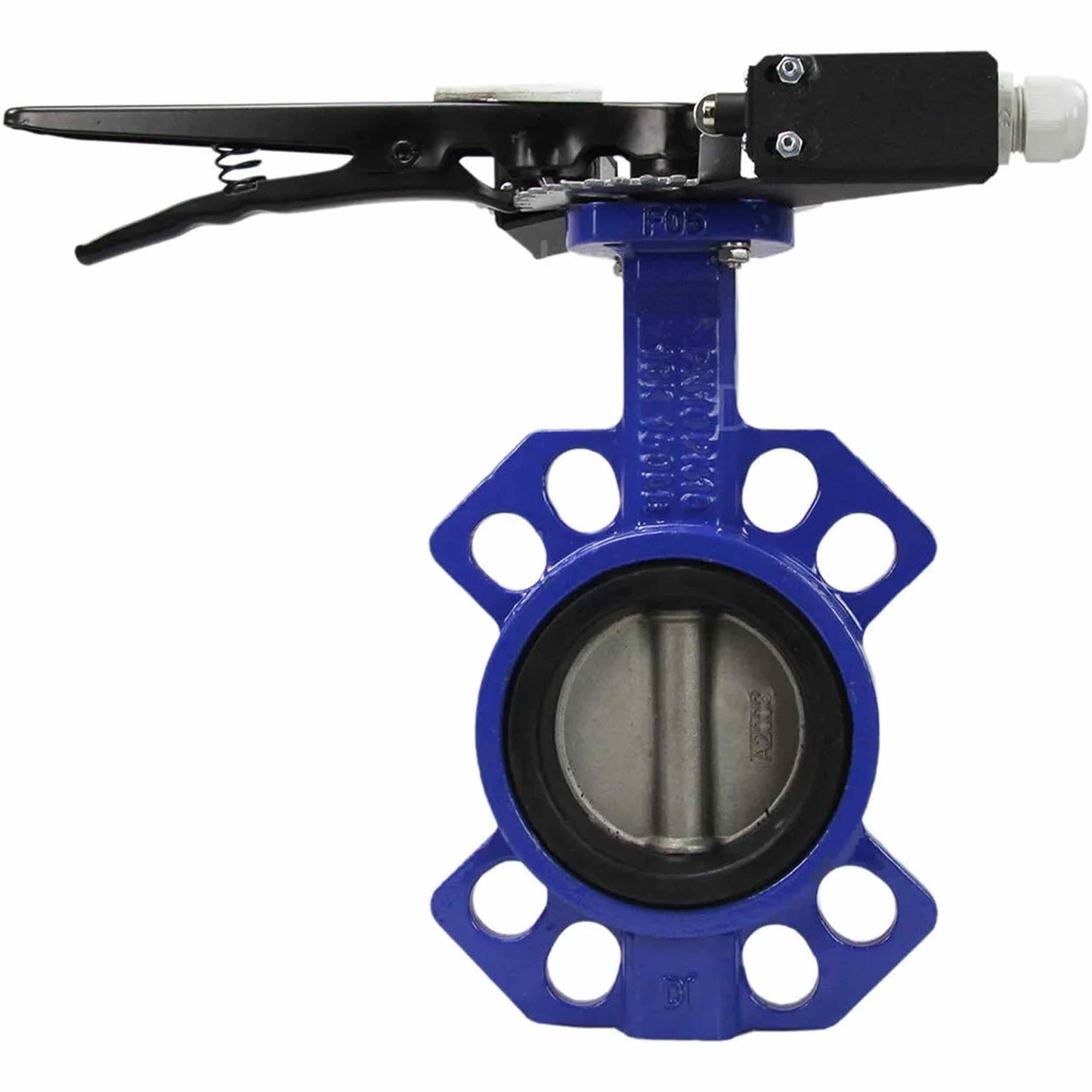 Water Butterfly Valve DNOVA WCB-316L-VITON body material - Carbon steel WCB, disk material - Stainless steel aisi 316l, seal - Viton with handle, two limit switches LS-103 250V and a bracket for mounting limit switches