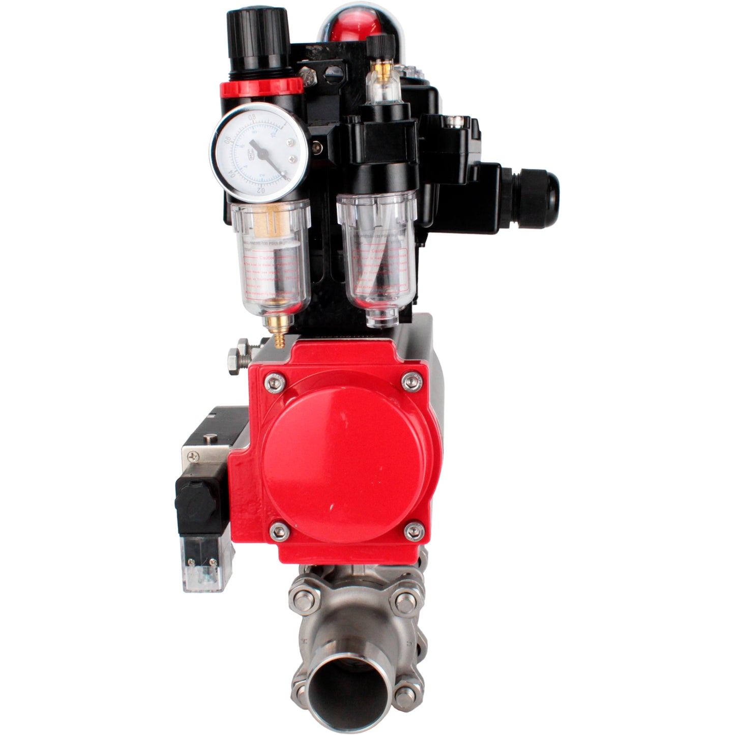 Ball valves DNOVA BV3131P(3pc)-FP-W-ISO-H LONG DN10-150 full bore, body - stainless steel 304, for welding, with pneumatic actuator PA-DA, pneumatic distributor 4M310-08 24V, LSU APL-410N EX and GSV AFC2000