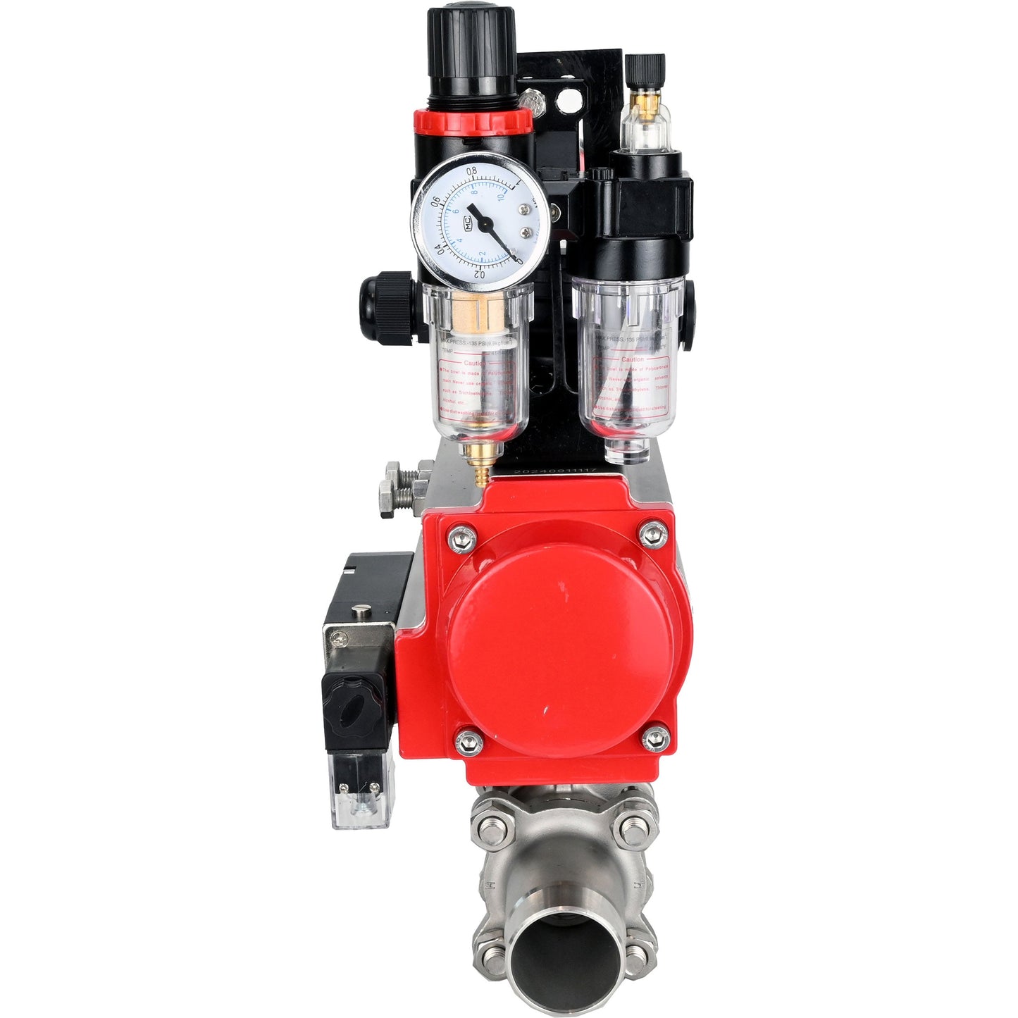 Ball valves DNOVA BV3131P(3pc)-FP-W-ISO-H LONG DN10-150 full bore, body - stainless steel 304, for welding, with pneumatic actuator PA-DA, pneumatic distributor 4M310-08 24V, LSU APL-210N and ATU AFC2000