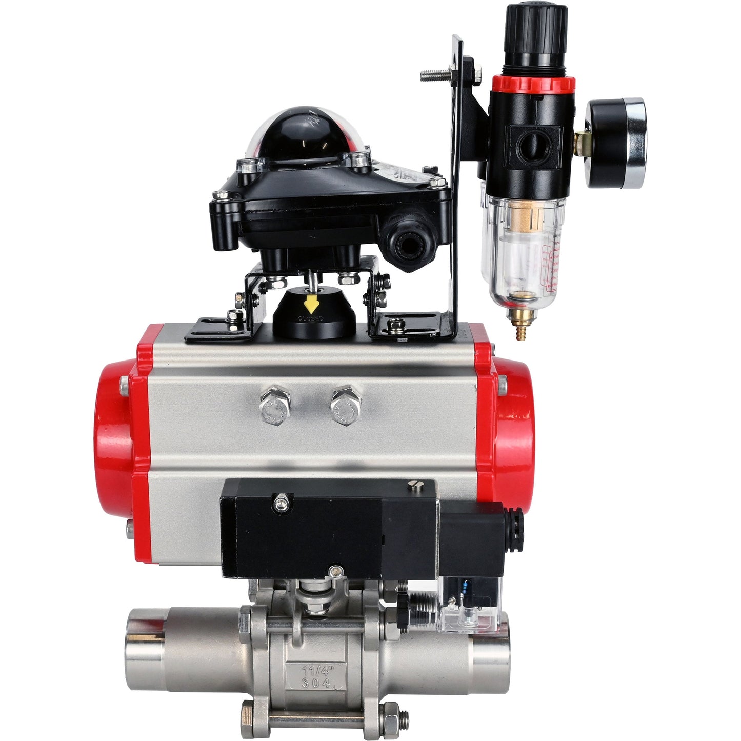 Ball valves DNOVA BV3131P(3pc)-FP-W-ISO-H LONG DN10-150 full bore, body - stainless steel 304, for welding, with pneumatic actuator PA-DA, pneumatic distributor 4M310-08 24V, LSU APL-210N and ATU AFC2000