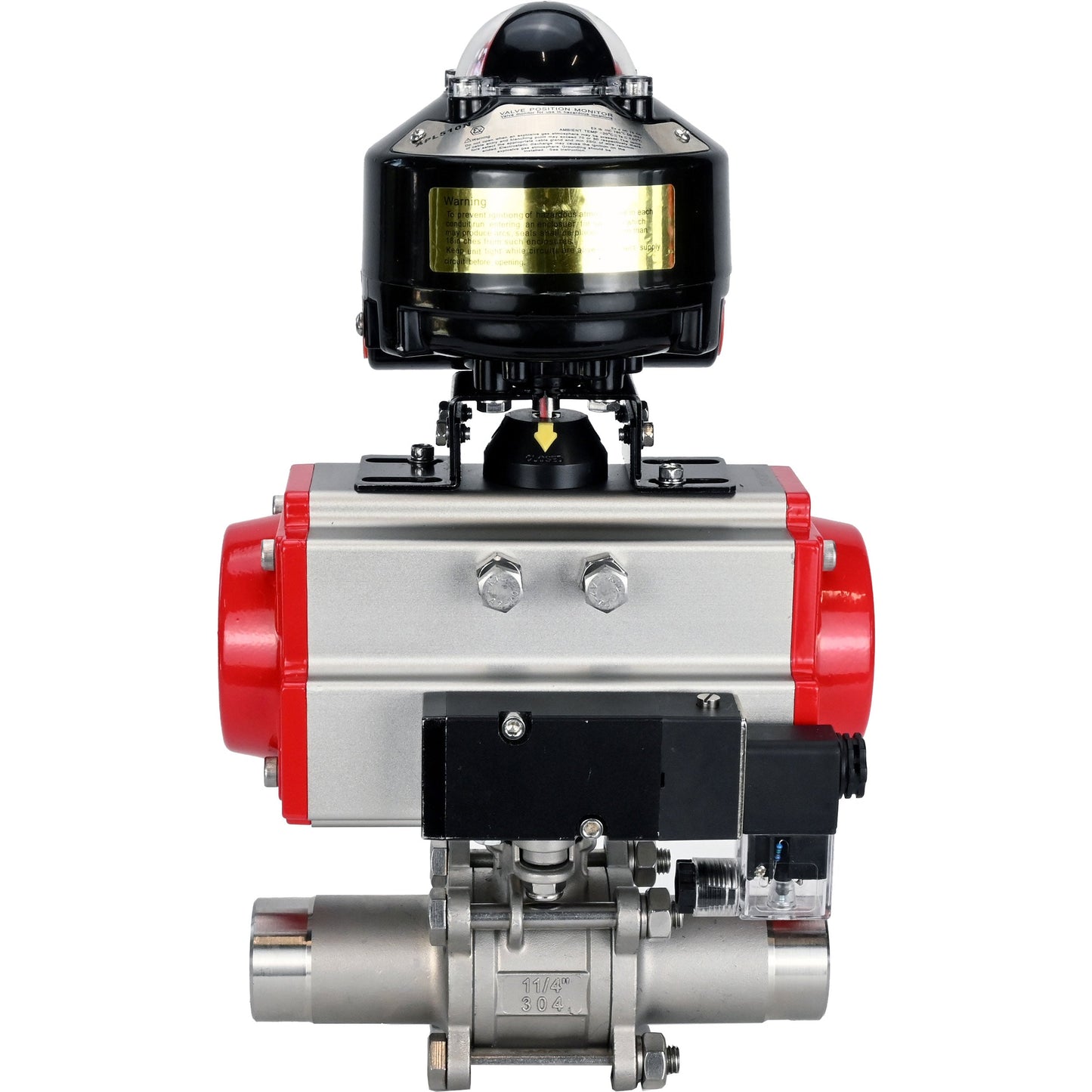 Ball valves DNOVA BV3131P(3pc)-FP-W-ISO-H LONG DN10-150 full bore, body - stainless steel 304, for welding, with pneumatic actuator PA-DA, pneumatic distributor 4M310-08 220V and limit switch block APL -510N EX