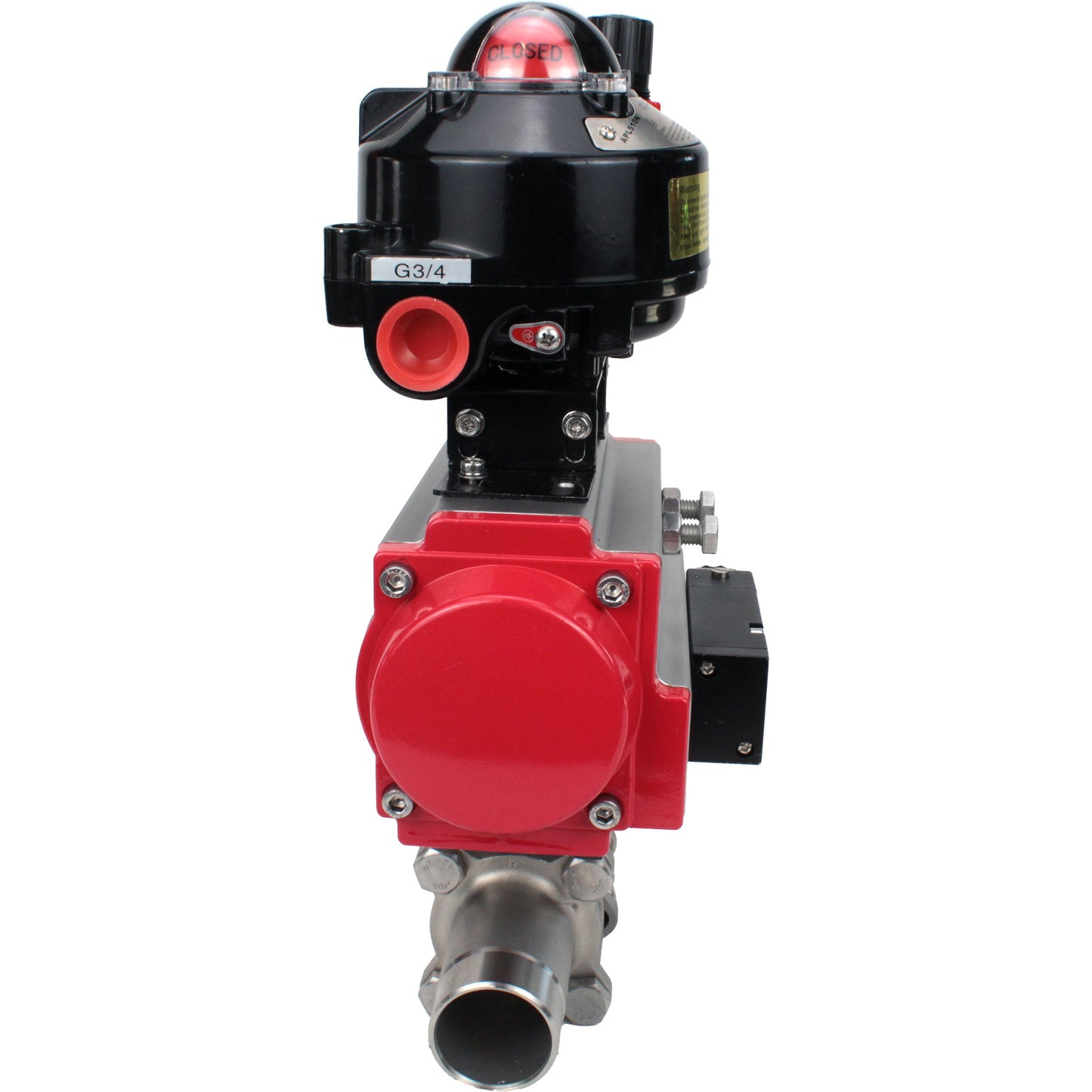 Ball valves DNOVA BV3131P(3pc)-FP-W-ISO-H LONG DN10-150 full bore, body - stainless steel 304, for welding, with pneumatic actuator PA-DA, pneumatic distributor 4M310-08 24V, LSU APL-510N EX and GSV AFC2000