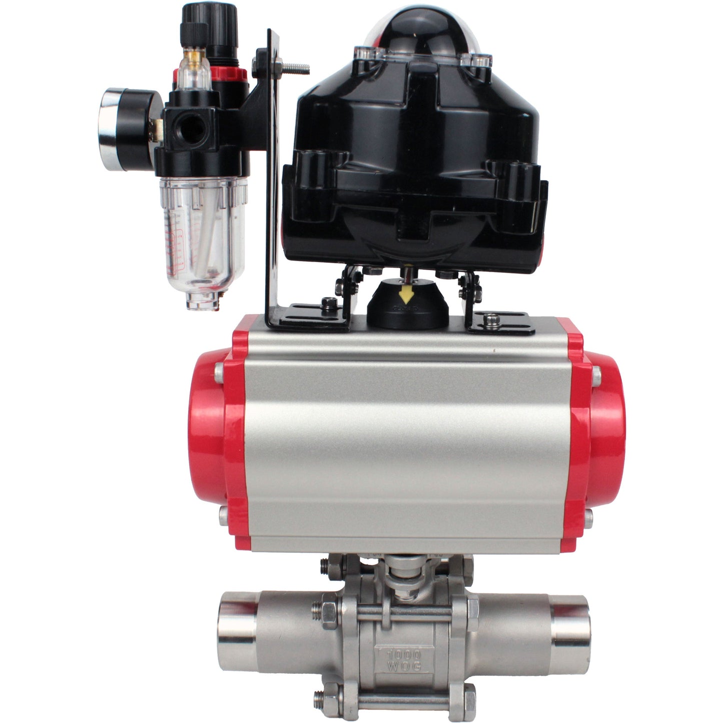 Ball valves DNOVA BV3131P(3pc)-FP-W-ISO-H LONG DN10-150 full bore, body - stainless steel 304, for welding, with pneumatic actuator PA-DA, pneumatic distributor 4M310-08 24V, LSU APL-510N EX and GSV AFC2000