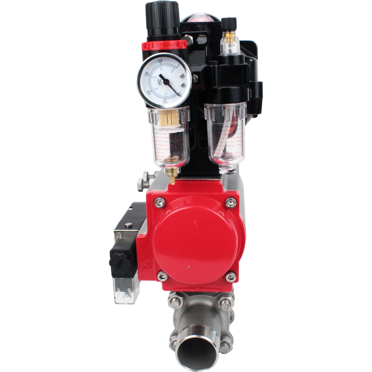 Ball valves DNOVA BV3131P(3pc)-FP-W-ISO-H LONG DN10-150 full bore, body - stainless steel 304, for welding, with pneumatic actuator PA-DA, pneumatic distributor 4M310-08 24V, LSU APL-510N EX and GSV AFC2000