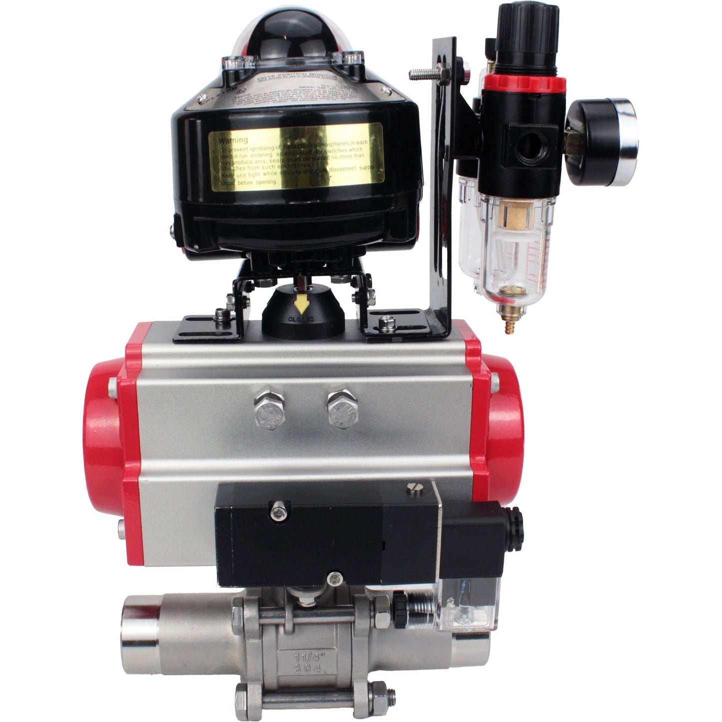 Ball valves DNOVA BV3131P(3pc)-FP-W-ISO-H LONG DN10-150 full bore, body - stainless steel 304, for welding, with pneumatic actuator PA-DA, pneumatic distributor 4M310-08 24V, LSU APL-510N EX and GSV AFC2000