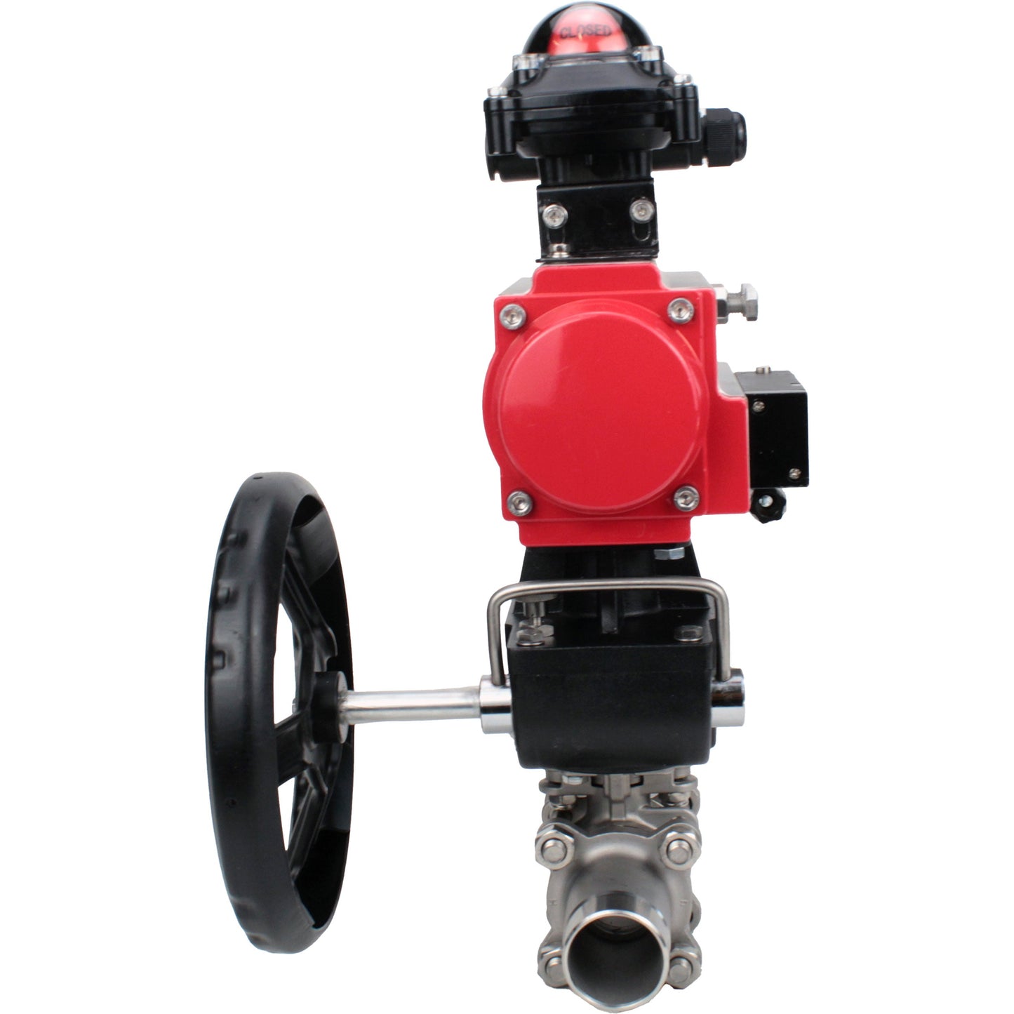 Ball valves DNOVA BV3131P(3pc)-FP-W-ISO-H LONG DN50-150 full bore, body - stainless steel 304, for welding, with PA-DA pneumatic actuator, pneumatic distributor 4M310-08 220V, MON gearbox and block limit switches APL-210N