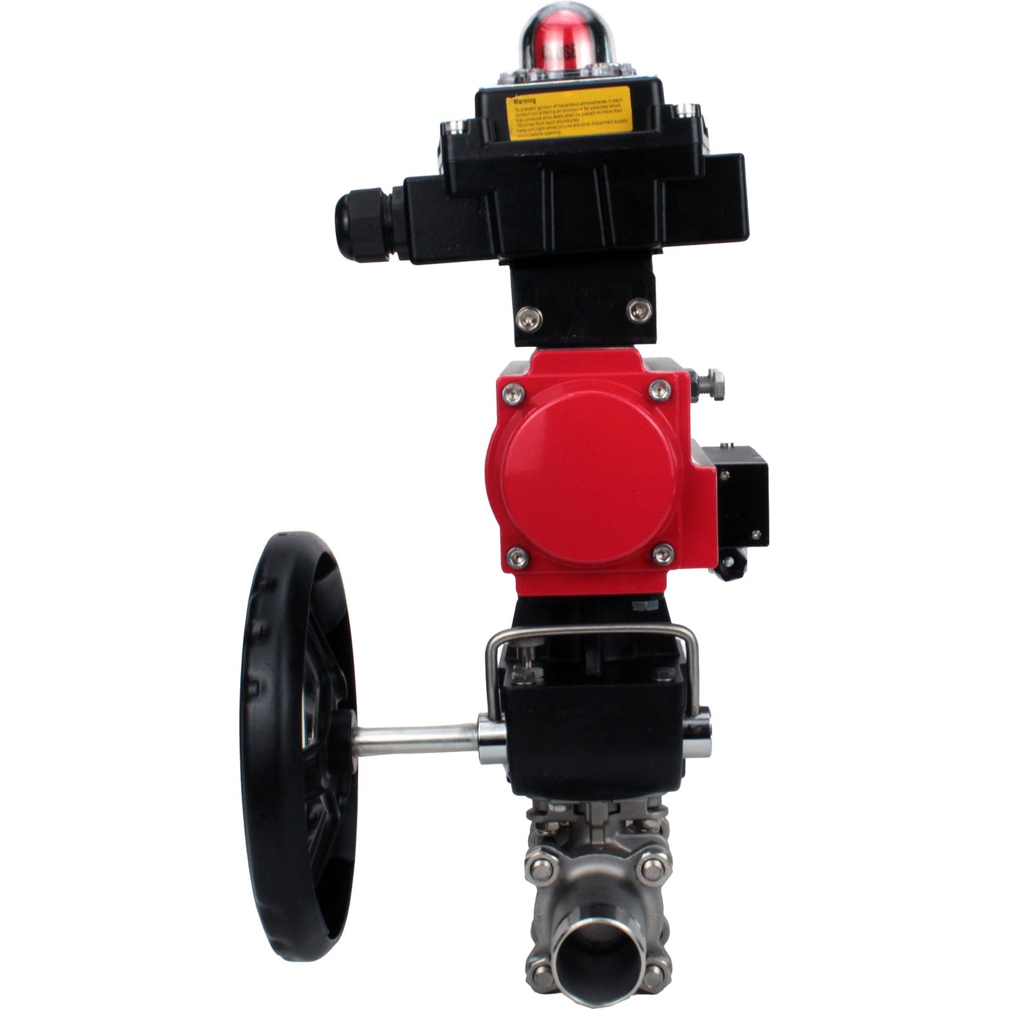Ball valves DNOVA BV3131P(3pc)-FP-W-ISO-H LONG DN50-150 full bore, body - stainless steel 304, for welding, with PA-DA pneumatic actuator, pneumatic distributor 4M310-08 220V, MON gearbox and block limit switches APL-410N EX