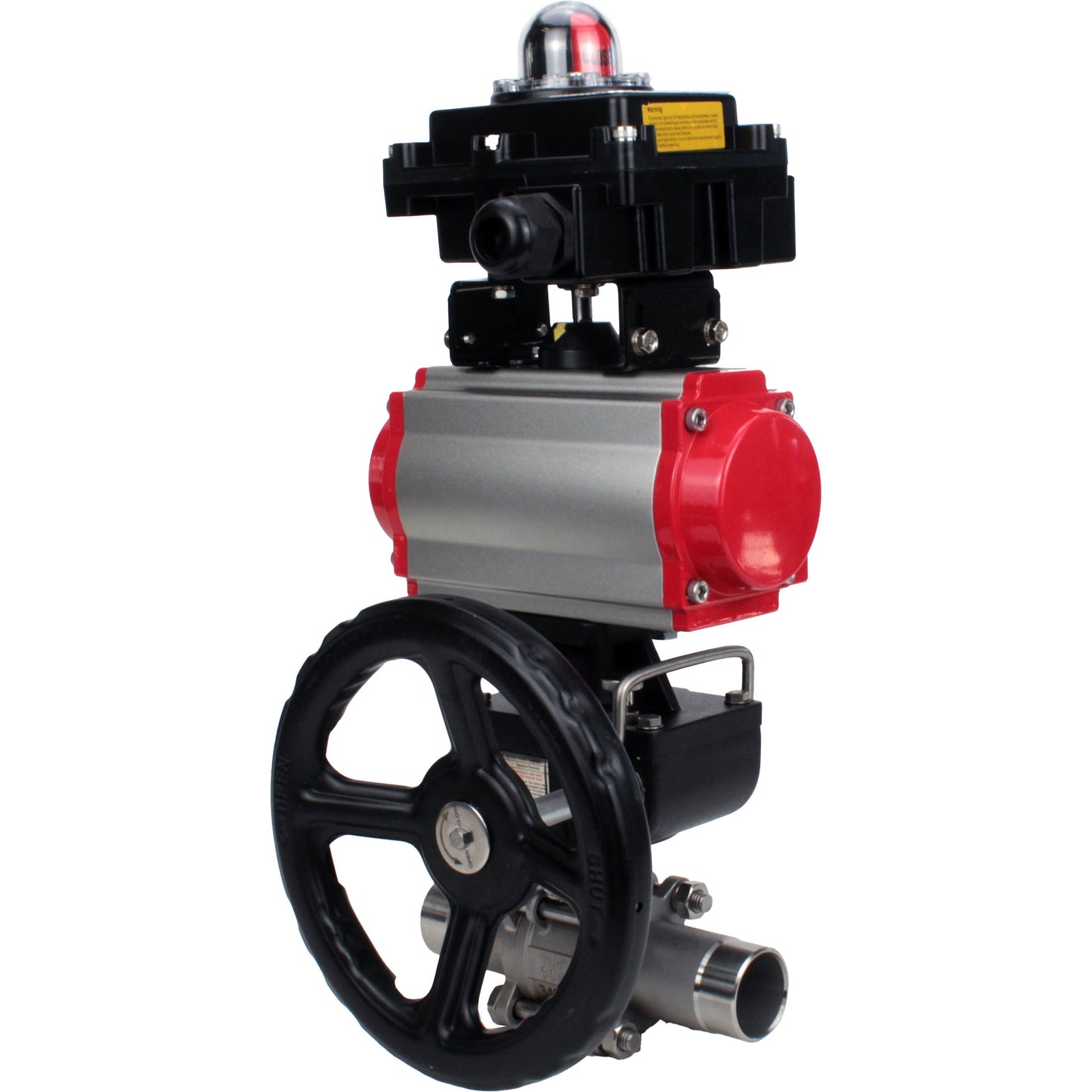 Ball valves DNOVA BV3131P(3pc)-FP-W-ISO-H LONG DN50-150 full bore, body - stainless steel 304, for welding, with PA-DA pneumatic actuator, pneumatic distributor 4M310-08 220V, MON gearbox and block limit switches APL-410N EX
