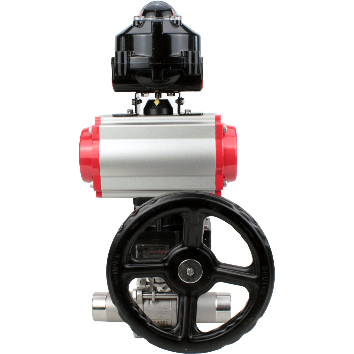 Ball valves DNOVA BV3131P(3pc)-FP-W-ISO-H LONG DN50-150 full bore, body - stainless steel 304, for welding, with PA-DA pneumatic actuator, pneumatic distributor 4M310-08 220V, MON gearbox and block limit switches APL-510N EX
