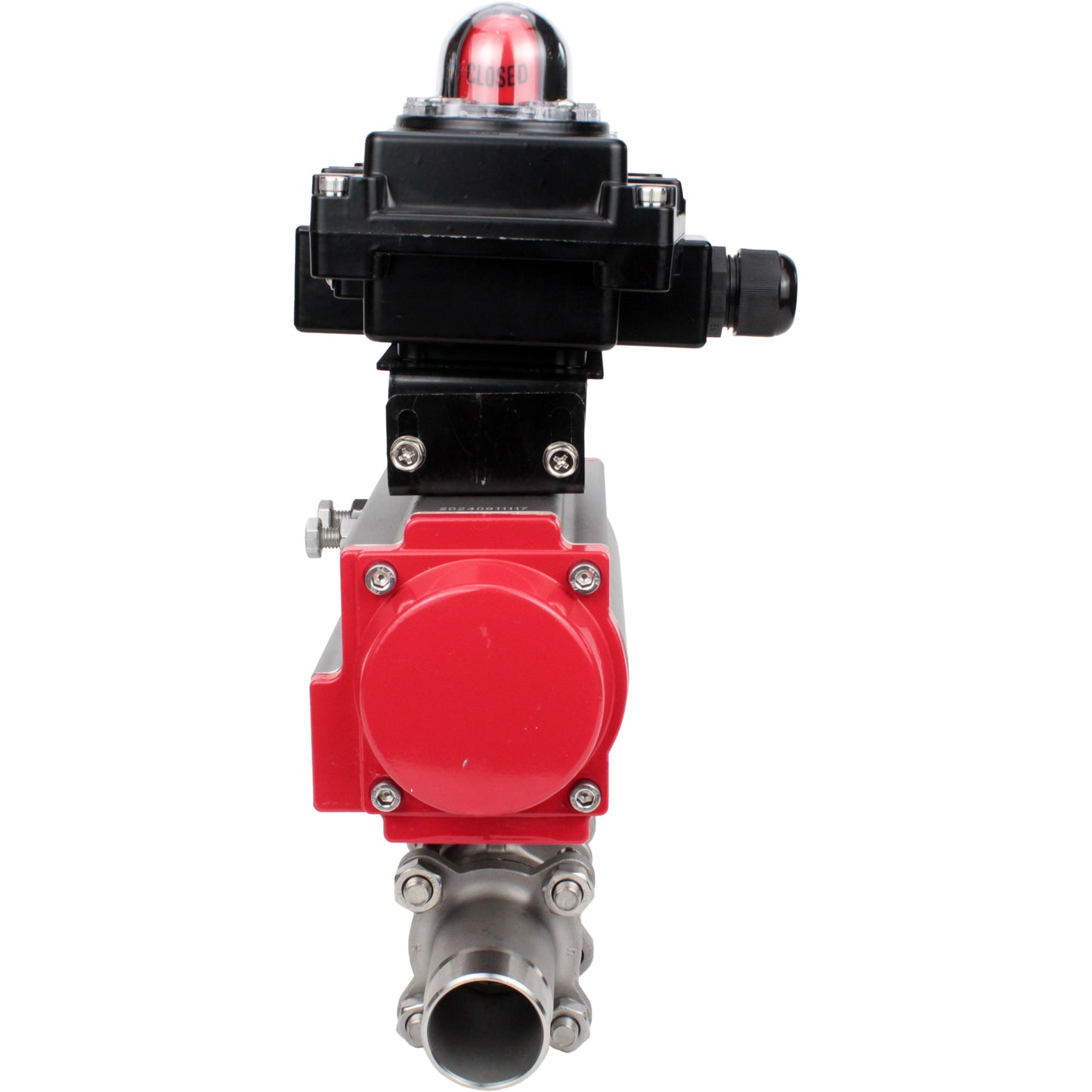 Ball valves DNOVA BV3131P(3pc)-FP-W-ISO-H LONG DN10-150 full bore, body - stainless steel 304, welded, with pneumatic actuator DNOVA PA-SA and limit switch block APL-410N EX