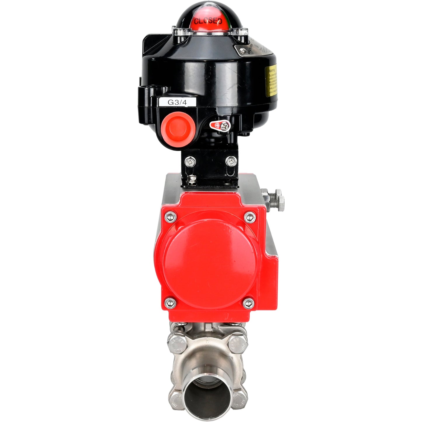 Ball valves DNOVA BV3131P(3pc)-FP-W-ISO-H LONG DN10-150 full bore, body - stainless steel 304, welded, with pneumatic actuator DNOVA PA-SA and limit switch block APL-510N EX