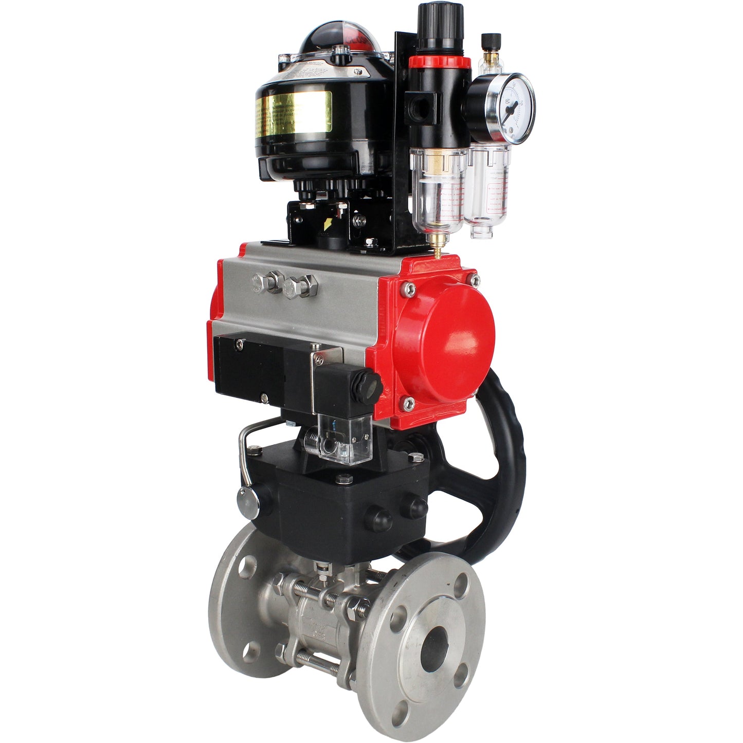 Ball valves DNOVA BV3131P(3pc)-FP-F-ISO-H flanged, full bore, three-piece, body - stainless steel SS304, seal - PTFE, with pneumatic actuator PA-DA-052-130 pneumatic distributor 4M310 -08 24V gearbox MON ATU AFC2000 LSU APL-510N-