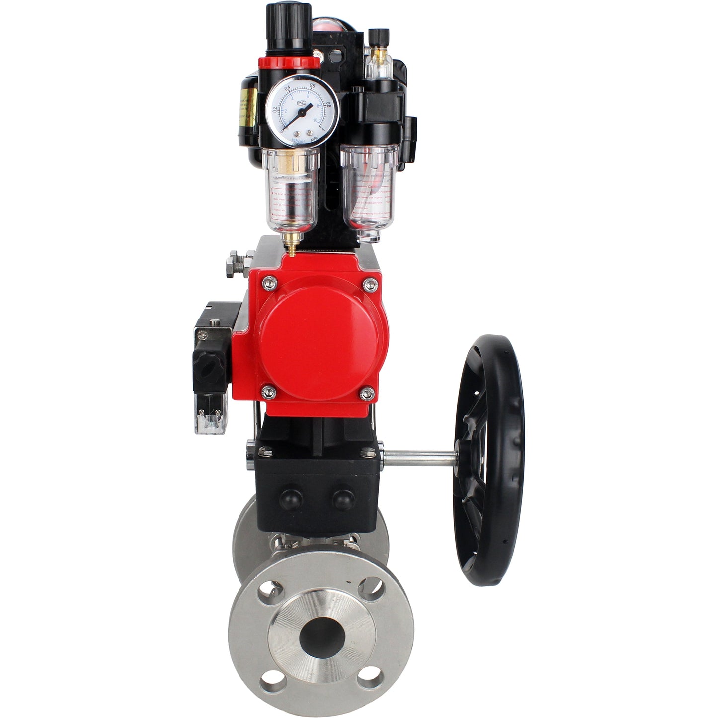 Ball valves DNOVA BV3131P(3pc)-FP-F-ISO-H flanged, full bore, three-piece, body - stainless steel SS304, seal - PTFE, with pneumatic actuator PA-DA-052-130 pneumatic distributor 4M310 -08 24V gearbox MON ATU AFC2000 LSU APL-510N-