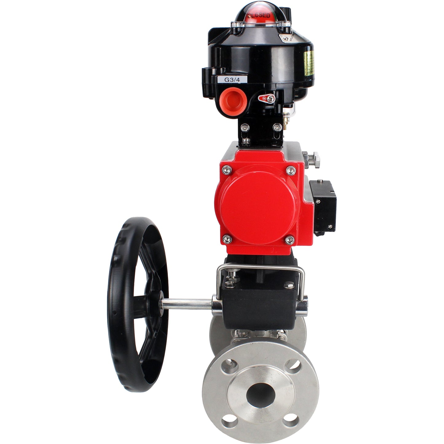 Ball valves DNOVA BV3131P(3pc)-FP-F-ISO-H flanged, full bore, three-piece, body - stainless steel SS304, seal - PTFE, with pneumatic actuator PA-DA-052-130 pneumatic distributor 4M310 -08 220V gearbox MON ATU AFC2000 LSU APL-510N