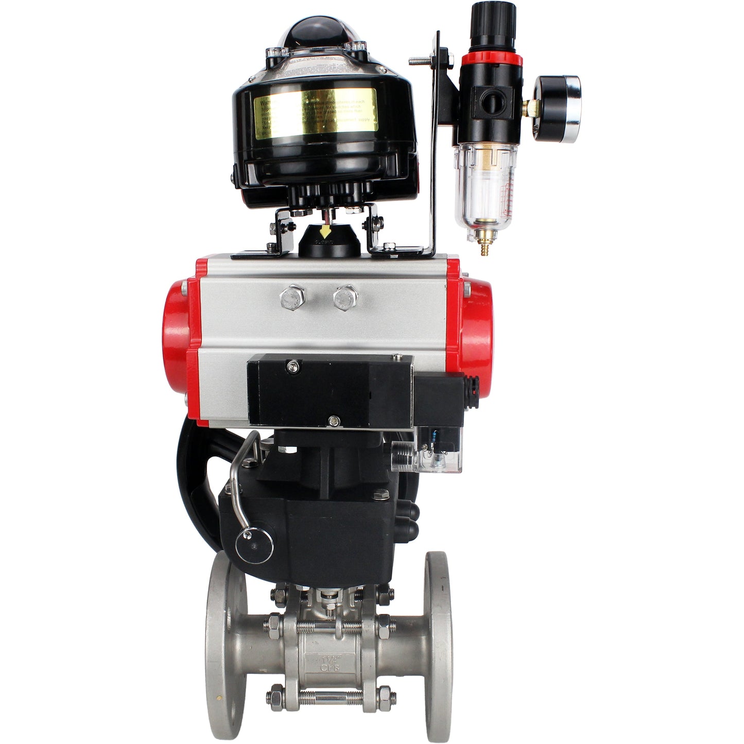 Ball valves DNOVA BV3131P(3pc)-FP-F-ISO-H flanged, full bore, three-piece, body - stainless steel SS304, seal - PTFE, with pneumatic actuator PA-DA-052-130 pneumatic distributor 4M310 -08 24V gearbox MON ATU AFC2000 LSU APL-510N-