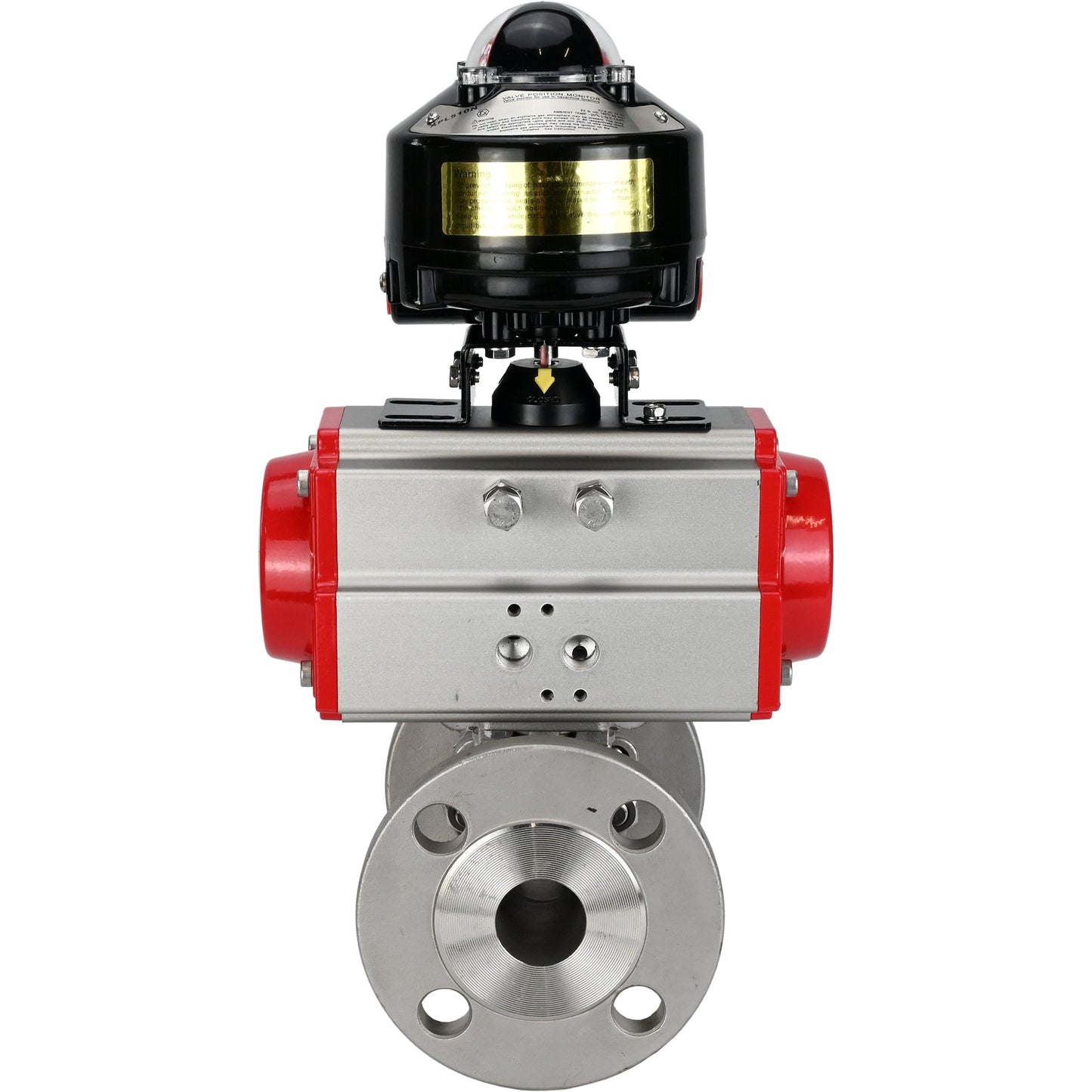 Ball valves DNOVA BV3131P(3pc)-FP-F-ISO-H flanged, full bore, three-piece, body - stainless steel SS304, seal - PTFE, with pneumatic actuator DNOVA PA-DA 052-130 and LSU APL -510N-EX