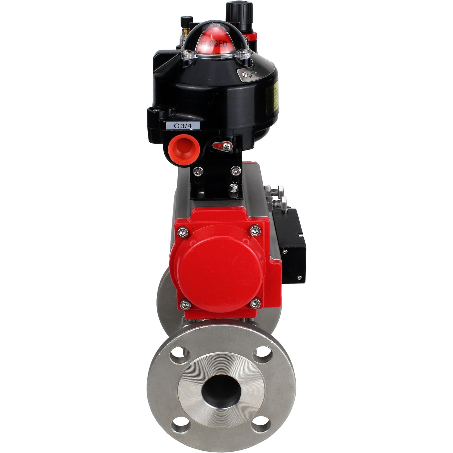 Ball valves DNOVA BV3131P(3pc)-FP-F-ISO-H flanged, full bore, three-piece, stainless steel body. steel SS304, seal - PTFE, with pneumatic actuator DNOVA PA-SA 065-160 pneumatic distributor 4M310-08 24V ATU AFC2000 APL-510N-EX
