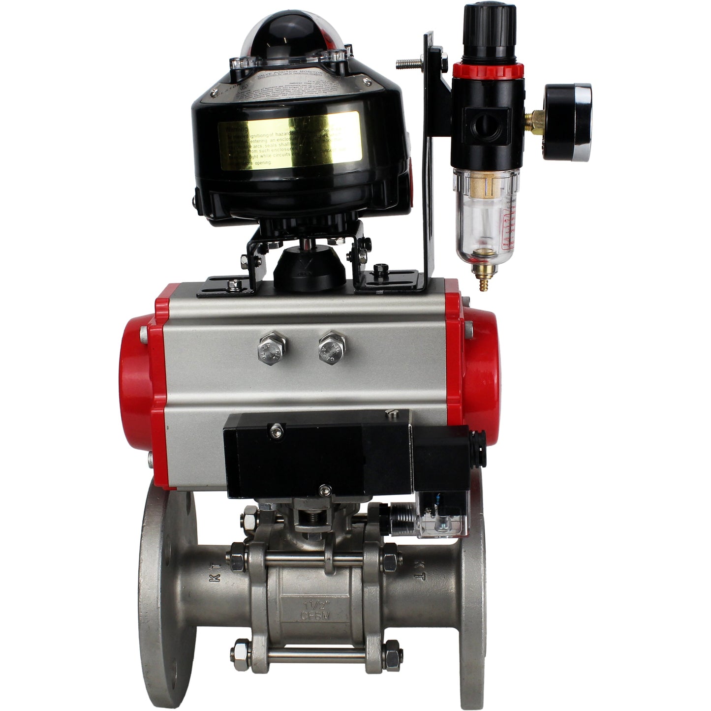 Ball valves DNOVA BV3131P(3pc)-FP-F-ISO-H flanged, full bore, three-piece, stainless steel body. steel SS304, seal - PTFE, with pneumatic actuator DNOVA PA-SA 065-160 pneumatic distributor 4M310-08 220V ATU AFC2000 APL-510N-EX