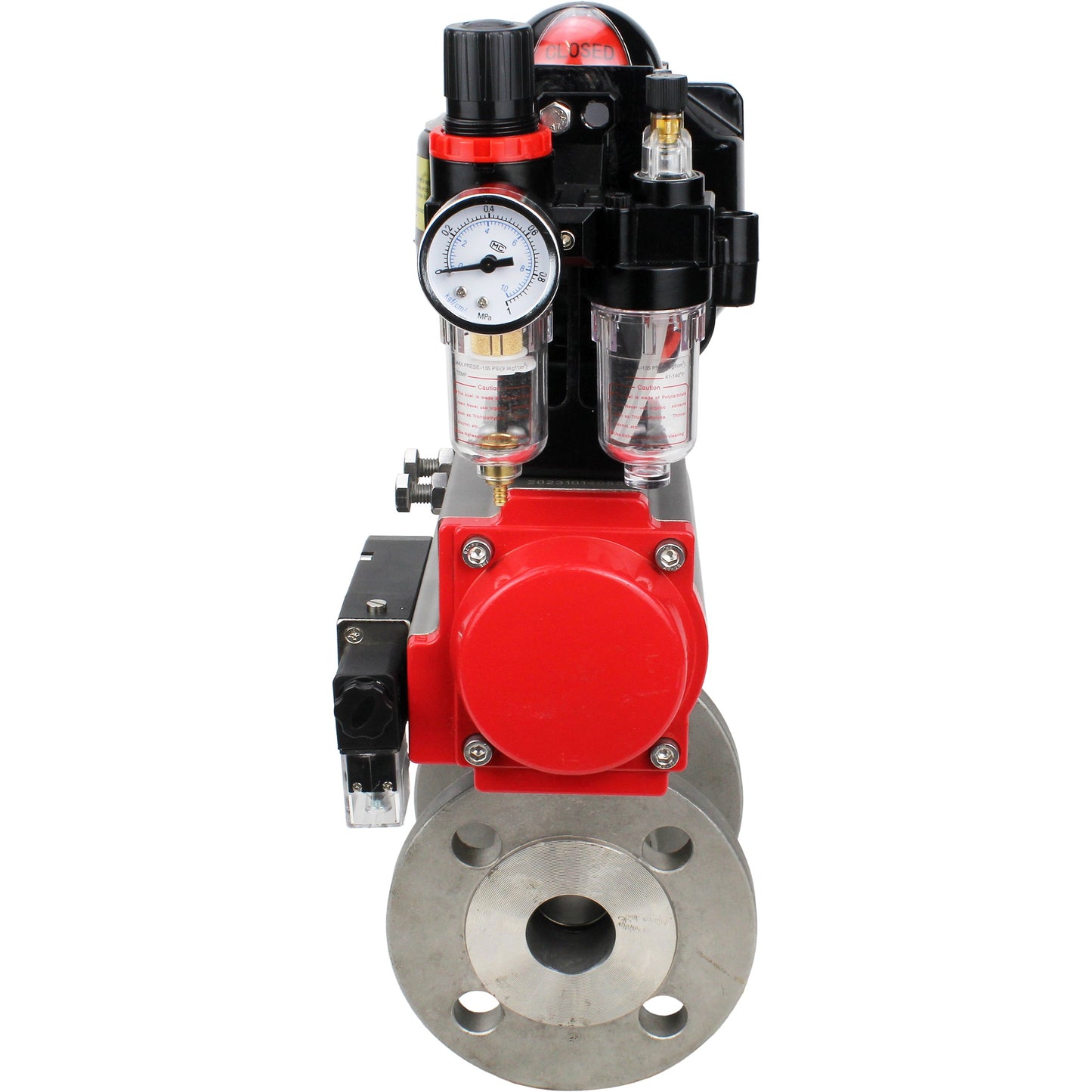 Ball valves DNOVA BV3232P(2pc)-FP-F-ISO-H DN15-250 flanged, full bore, two-piece, stainless steel body. steel SS316, seal - PTFE, with pneumatic drive DNOVA PA-DA 052-210 pneumatic distributor 4M310-08 220V ATU AFC2000 LSU APL-510N-EX