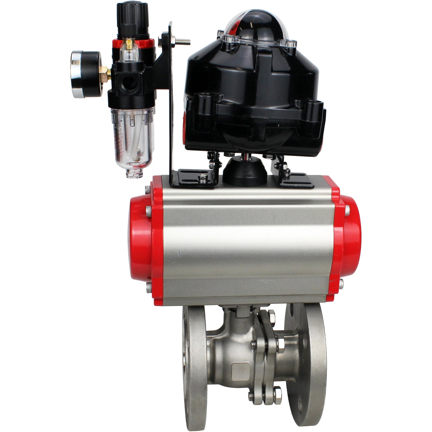 Ball valves DNOVA BV3232P(2pc)-FP-F-ISO-H DN15-250 flanged, full bore, two-piece, stainless steel body. steel SS316, seal - PTFE, with pneumatic drive DNOVA PA-DA 052-210 pneumatic distributor 4M310-08 220V ATU AFC2000 LSU APL-510N-EX