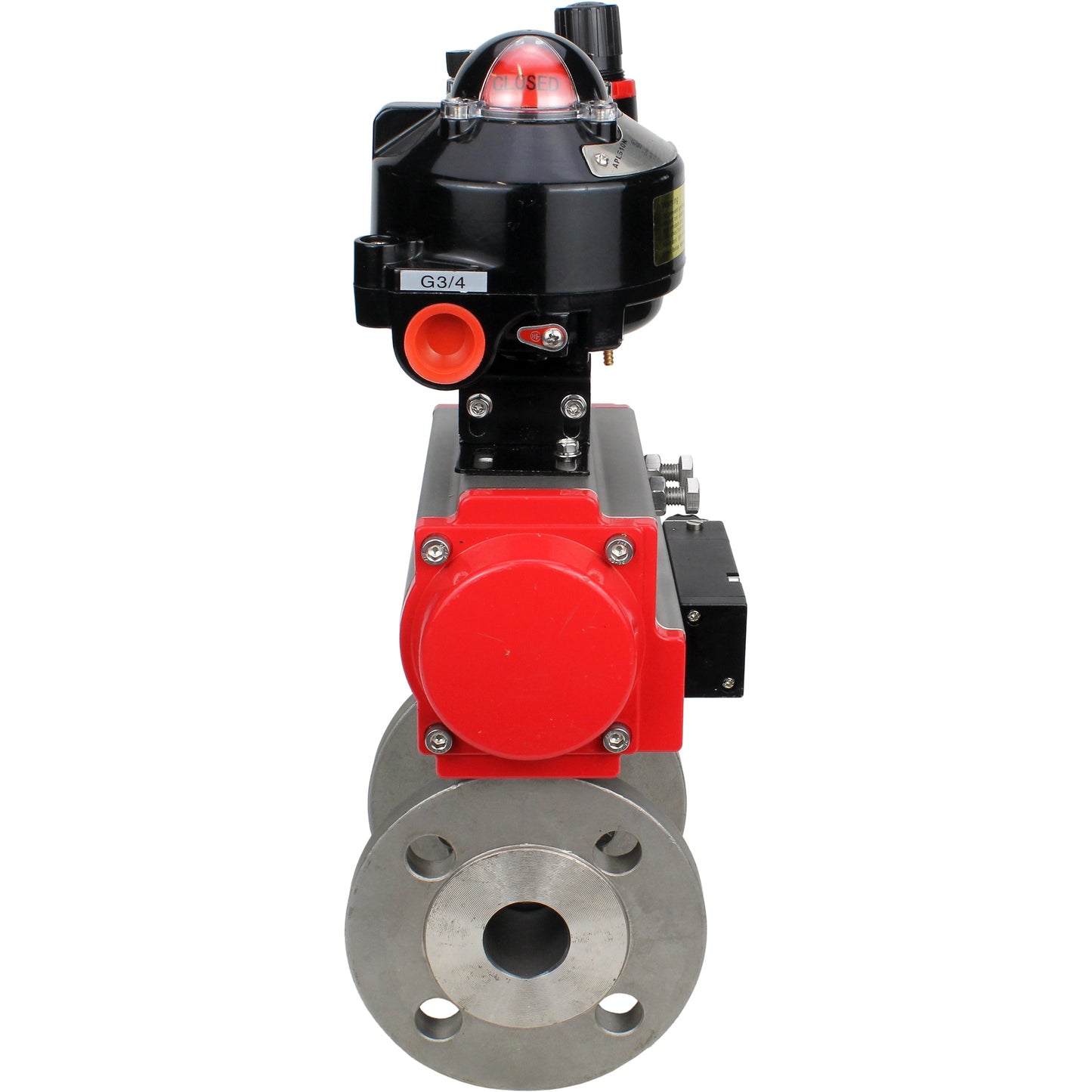 Ball valves DNOVA BV3232P(2pc)-FP-F-ISO-H DN15-250 flanged, full bore, two-piece, stainless steel body. steel SS316, seal - PTFE, with pneumatic drive DNOVA PA-DA 052-210 pneumatic distributor 4M310-08 24V ATU AFC2000 LSU APL-510N-EX