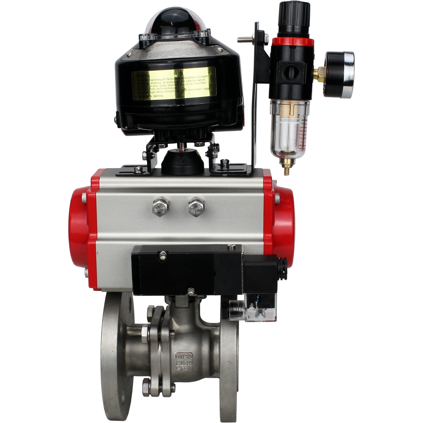 Ball valves DNOVA BV3232P(2pc)-FP-F-ISO-H DN15-250 flanged, full bore, two-piece, stainless steel body. steel SS316, seal - PTFE, with pneumatic drive DNOVA PA-DA 052-210 pneumatic distributor 4M310-08 220V ATU AFC2000 LSU APL-510N-EX