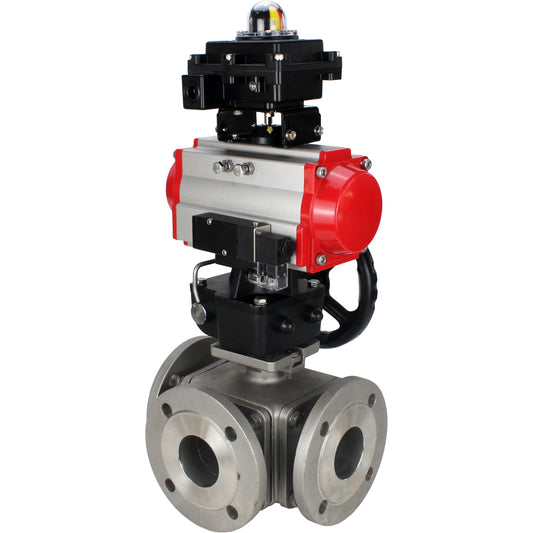 Ball valves DNOVA BV3232P(4pc)-FP-3WL-F-ISO-H 16 bar full bore, flanged, stainless steel body. steel SS316, ISO flange F03/F04-F10/F12, square 9x9-19x19, with pneumatic actuator PA-DA, PN/distributor 4M310-08 220V, LSU APL-410N EX and Doubler MON3-700-