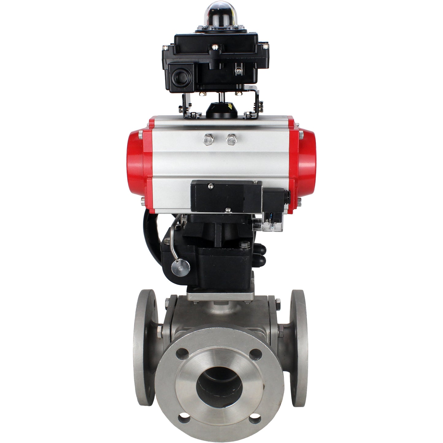 Ball valves DNOVA BV3232P(4pc)-FP-3WL-F-ISO-H 16 bar full bore, flanged, stainless steel body. steel SS316, ISO flange F03/F04-F10/F12, square 9x9-19x19, with pneumatic actuator PA-DA, PN/distributor 4M310-08 220V, LSU APL-410N EX and Doubler MON3-700-