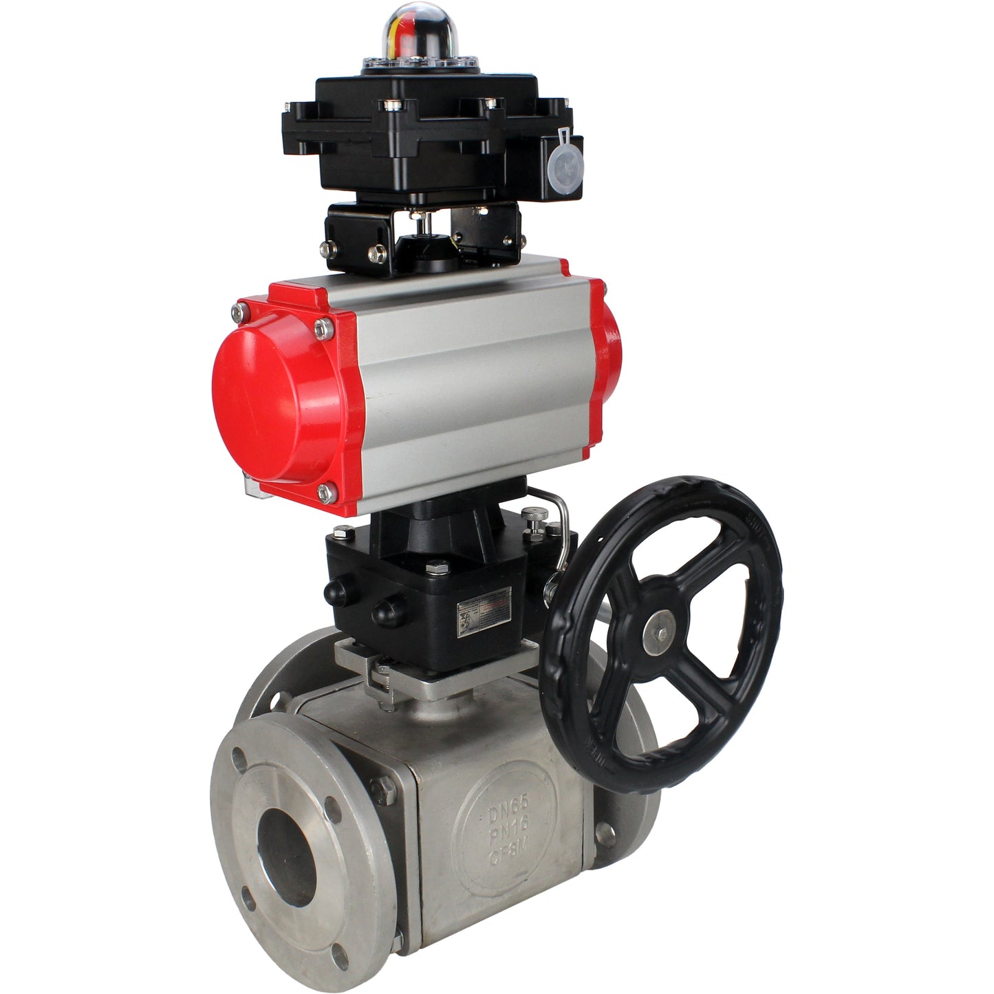 Ball valves DNOVA BV3232P(4pc)-FP-3WL-F-ISO-H 16 bar full bore, flanged, stainless steel body. steel SS316, ISO flange F03/F04-F10/F12, square 9x9-19x19, with pneumatic actuator PA-DA, PN/distributor 4M310-08 220V, LSU APL-410N EX and Doubler MON3-700-