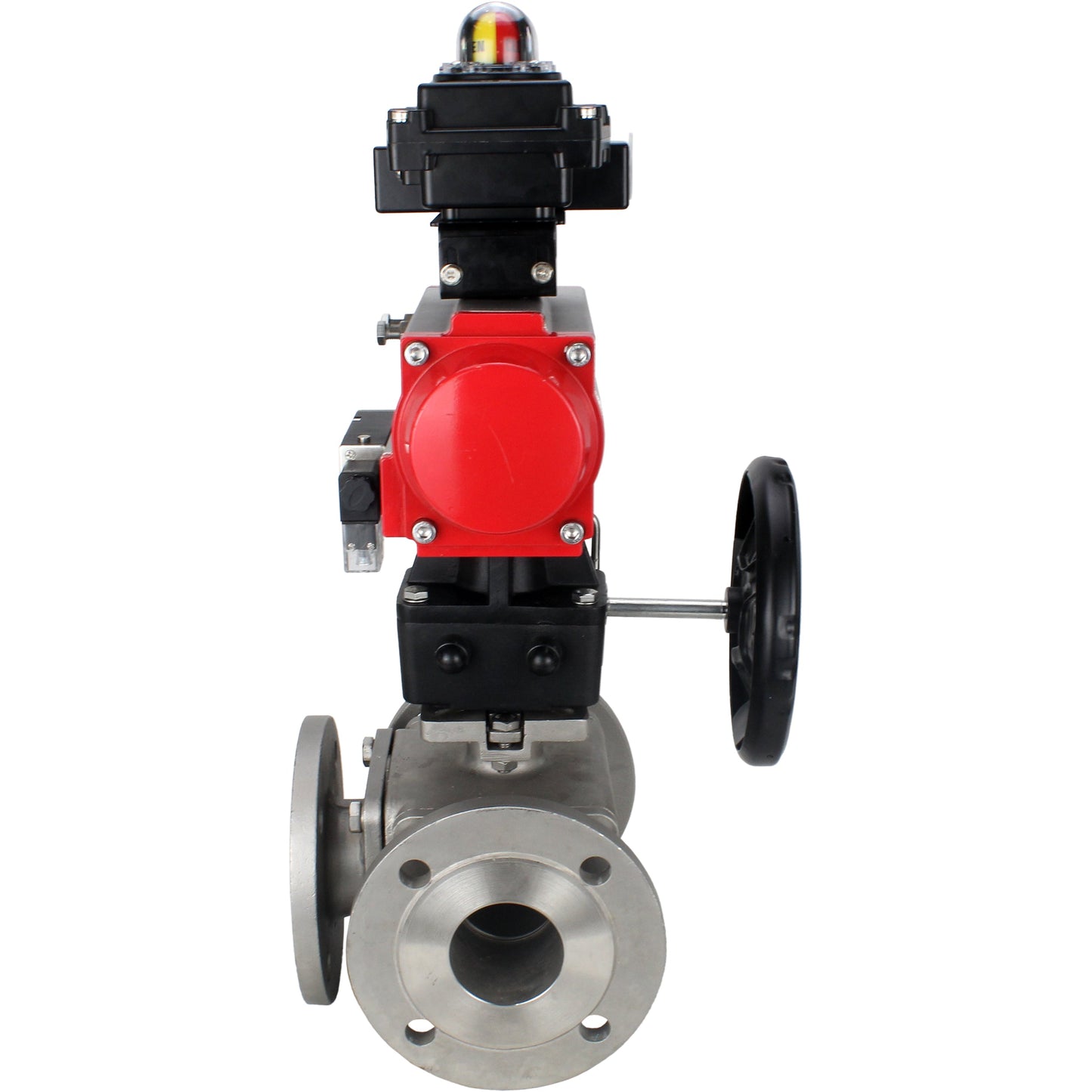 Ball valves DNOVA BV3232P(4pc)-FP-3WL-F-ISO-H 16 bar full bore, flanged, stainless steel body. steel SS316, ISO flange F03/F04-F10/F12, square 9x9-19x19, with pneumatic actuator PA-DA, PN/distributor 4M310-08 220V, LSU APL-410N EX and Doubler MON3-700-