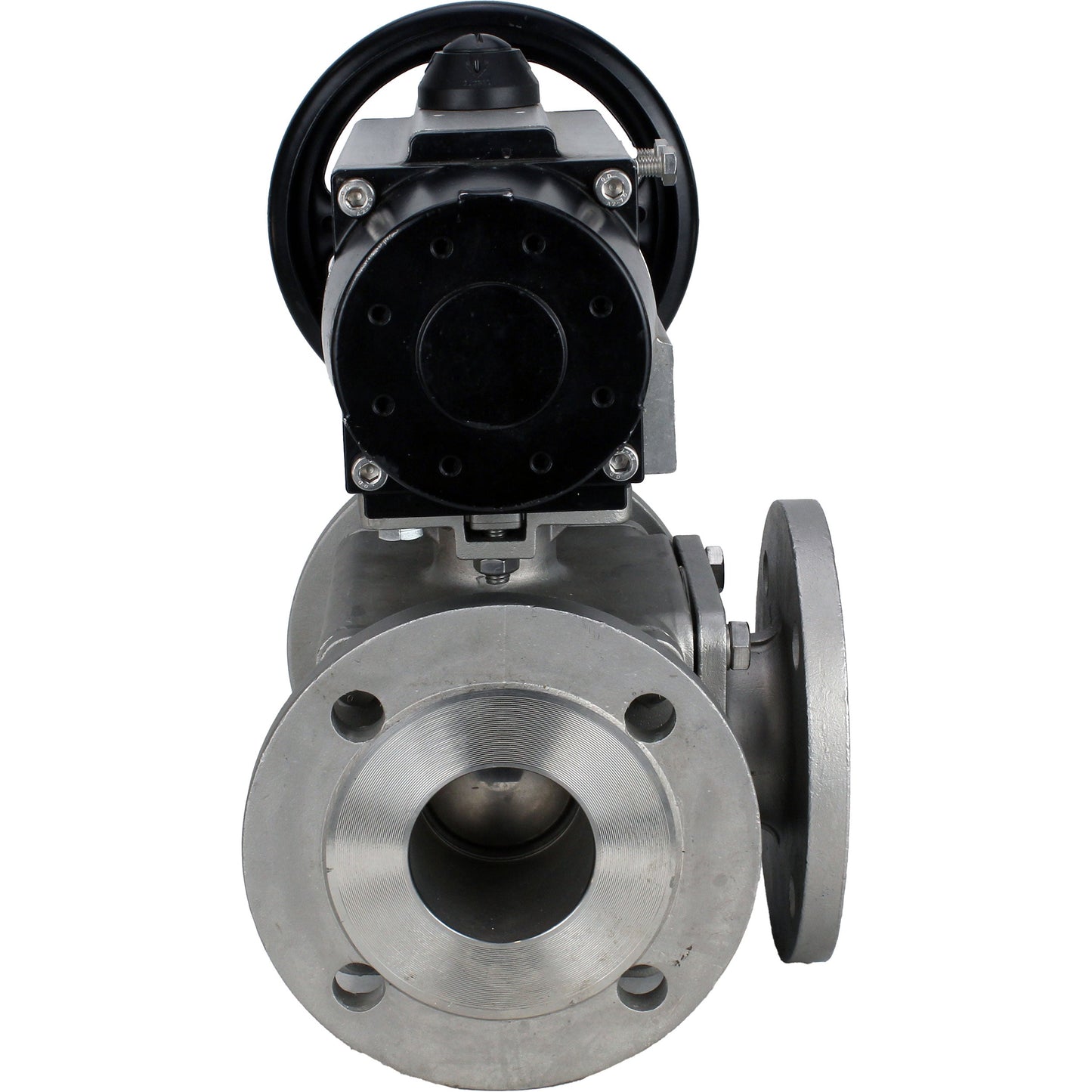 Válvulas de bola DNOVA BV3232P(4pc)-FP-3WL-F-ISO-H DN100 16 bar paso total, bridada, cuerpo - acero inoxidable SS316, brida ISO F10/F12, cuadrado 19x19, con actuador neumático doble PA-DA-105-1 acciones